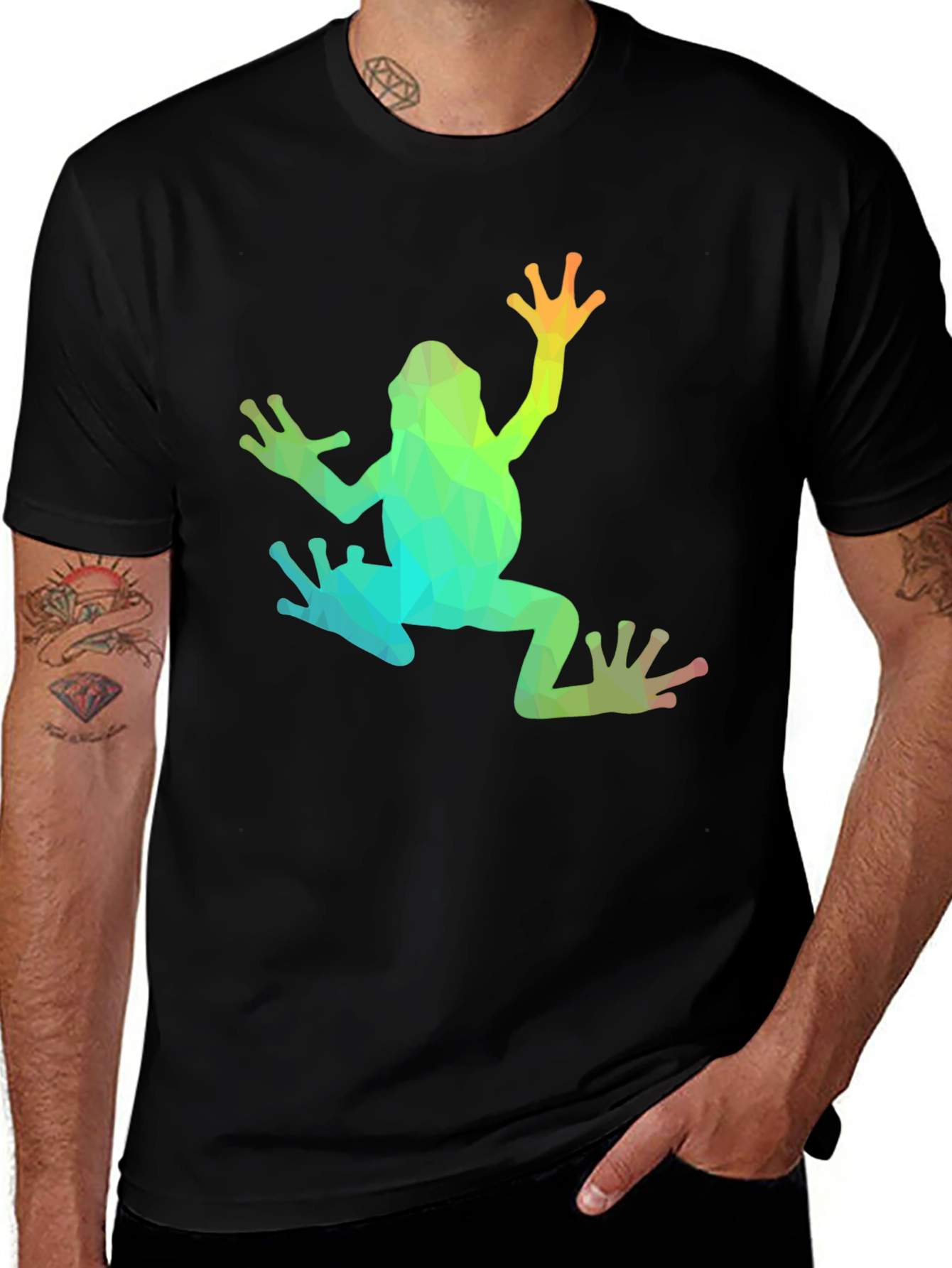 Variant 19 of Geometric Frog Graphic T-Shirt - Black