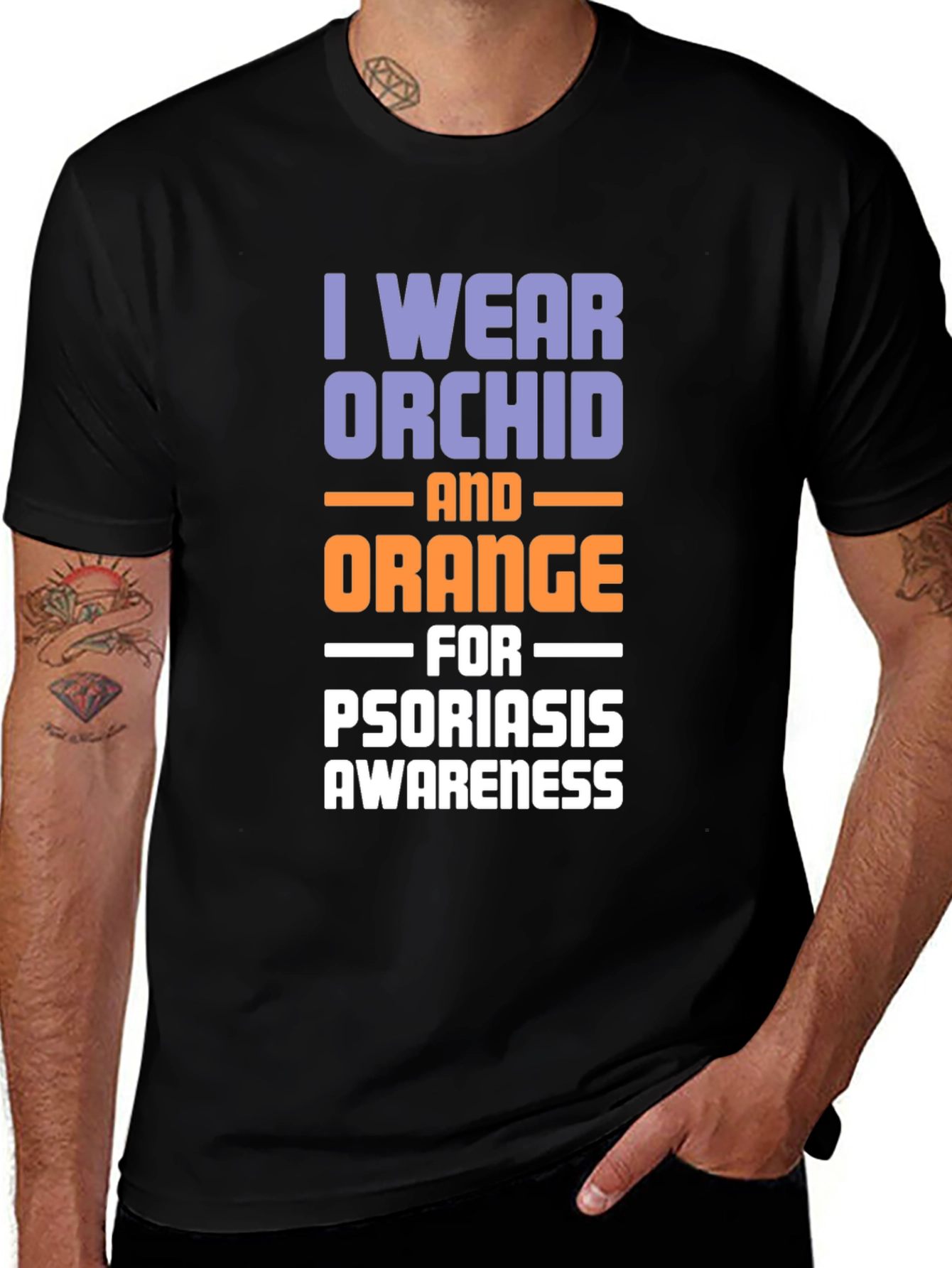 Psoriasis Awareness T-Shirt - Orchid and Orange
