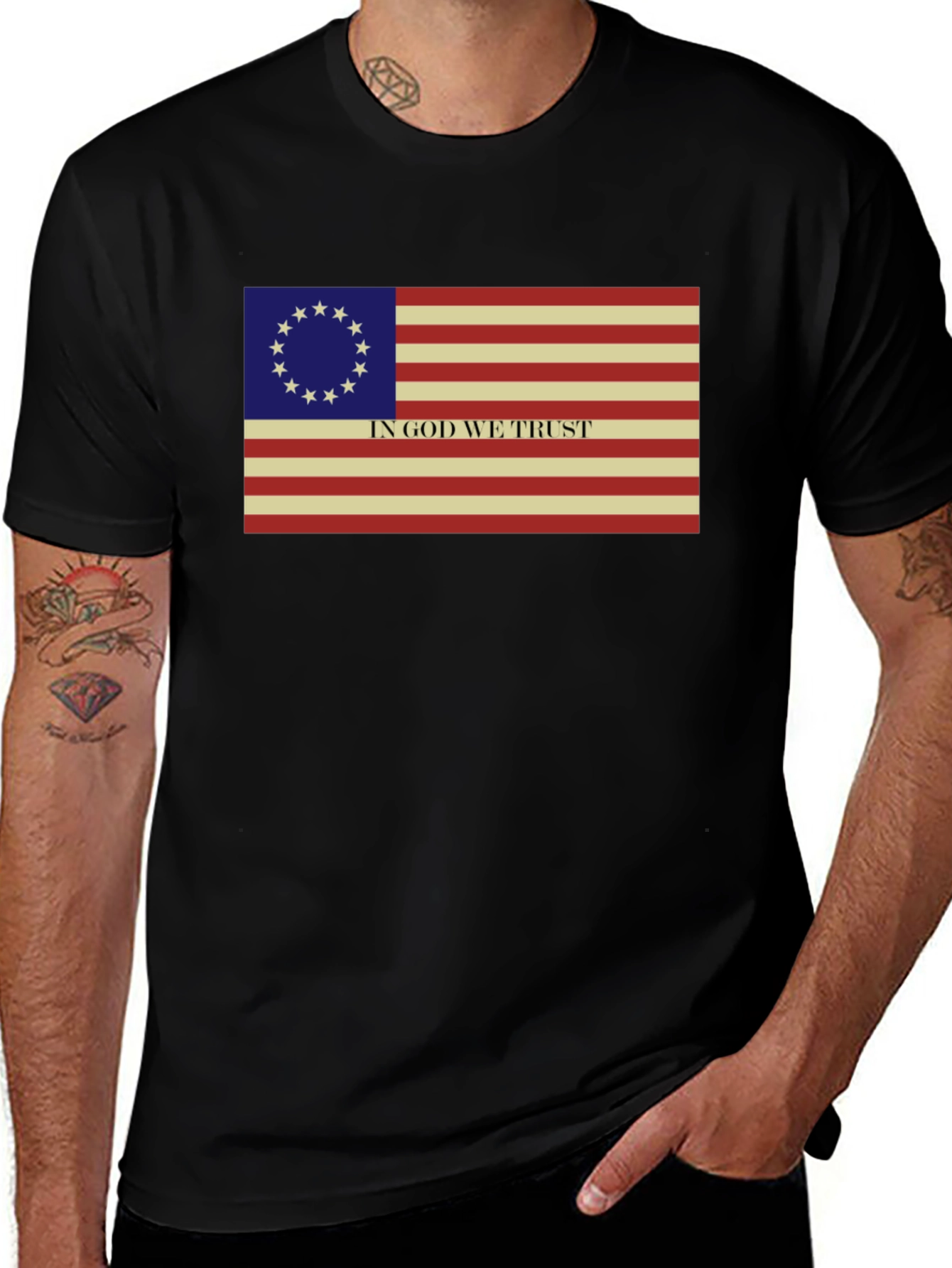 Betsy Ross Flag T-Shirt - In God We Trust