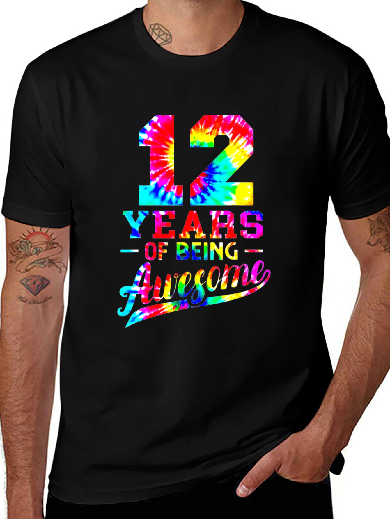 12 Years Awesome Tie-Dye Birthday T-Shirt