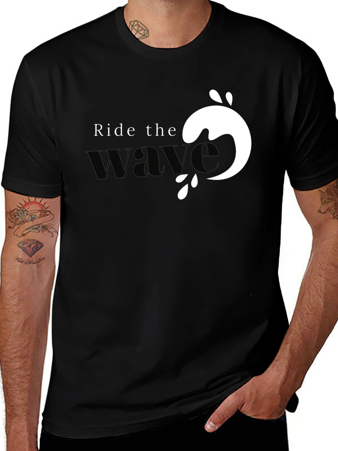 Ride the Wave Graphic Tee - Black Cotton T-Shirt