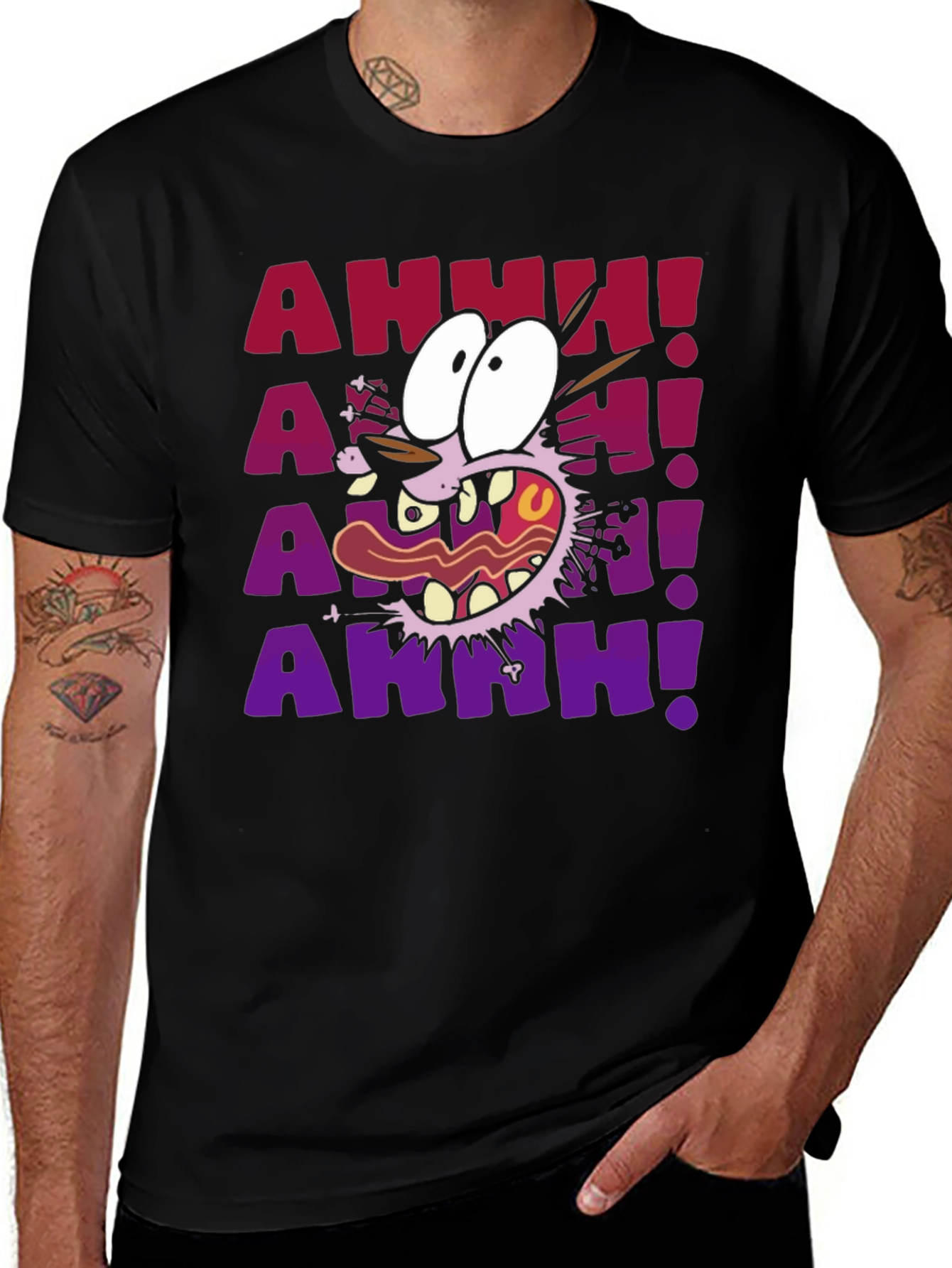 Courage the Cowardly Dog T-Shirt - AAHH! Black Tee