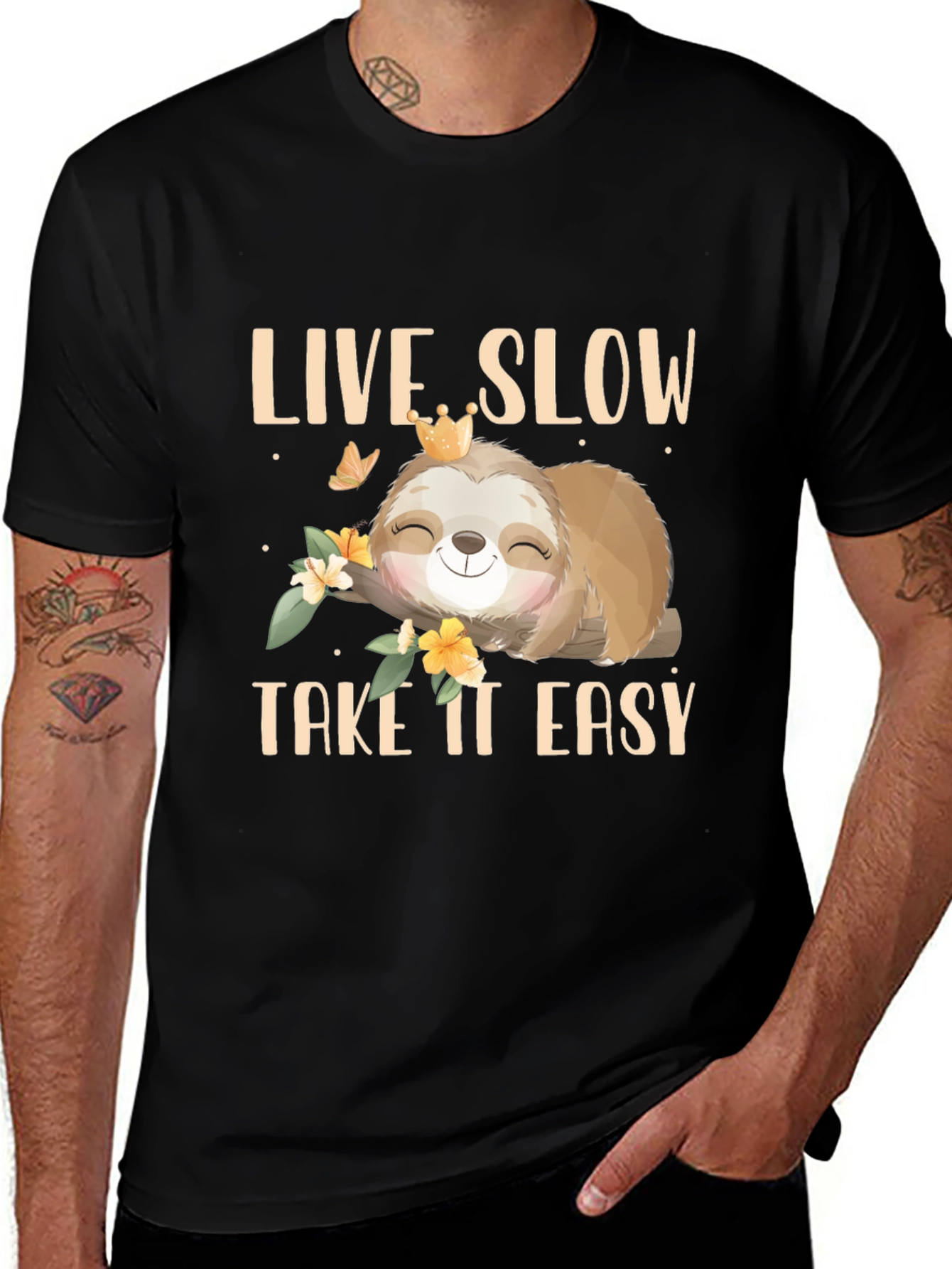 Variant 20 of Live Slow Sloth Graphic Tee - Relaxed Fit