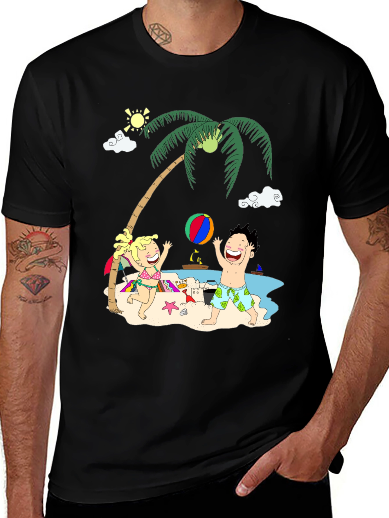 Fun Beach Cartoon Graphic Tee