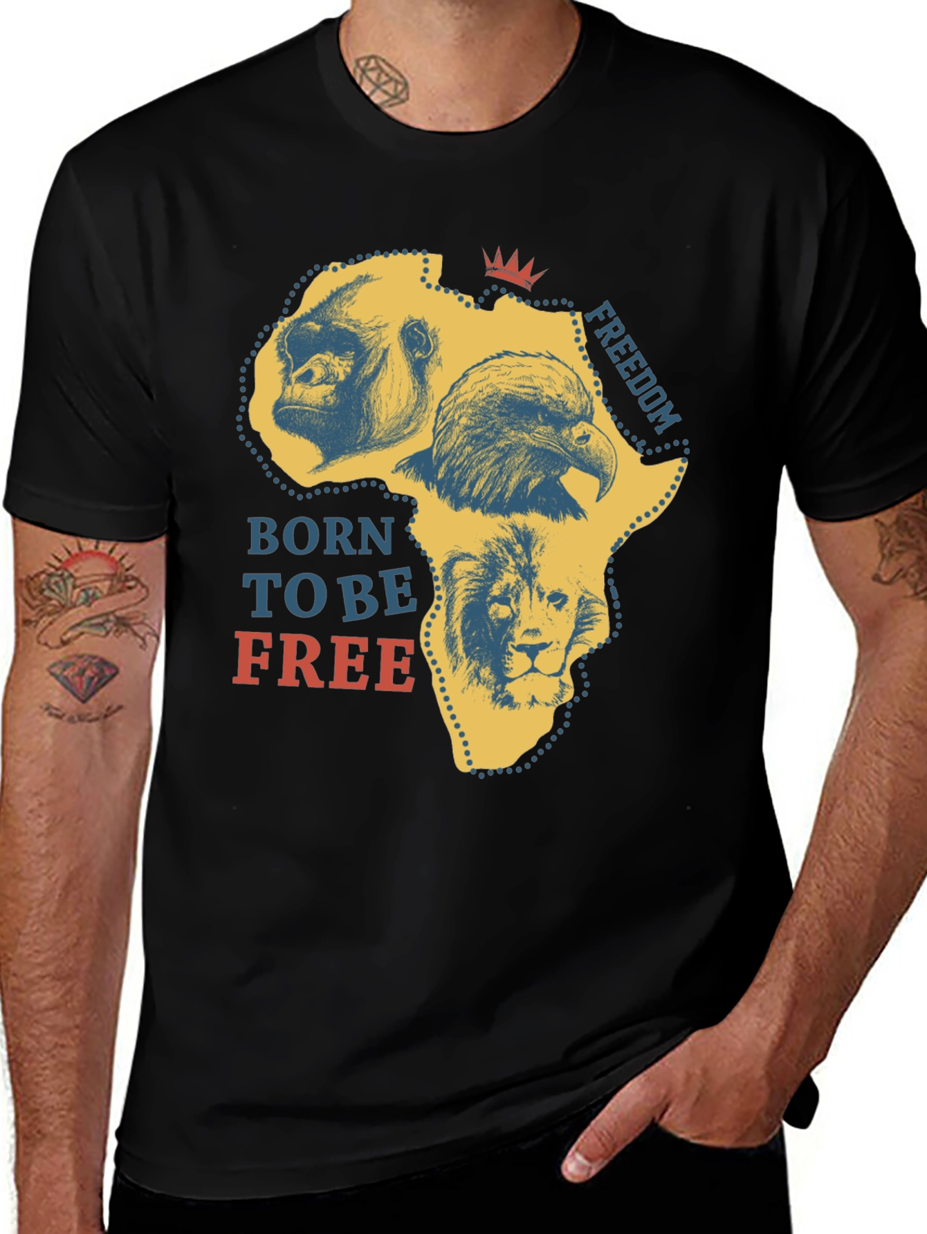 Variant 21 of Africa Wildlife T-Shirt Born To Be Free Graphic Tee