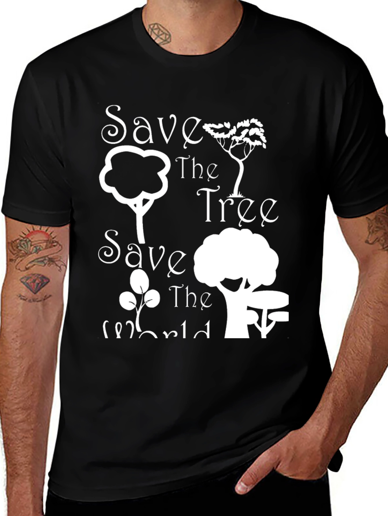 Variant 4 of Save the Tree Save the World Black Tee