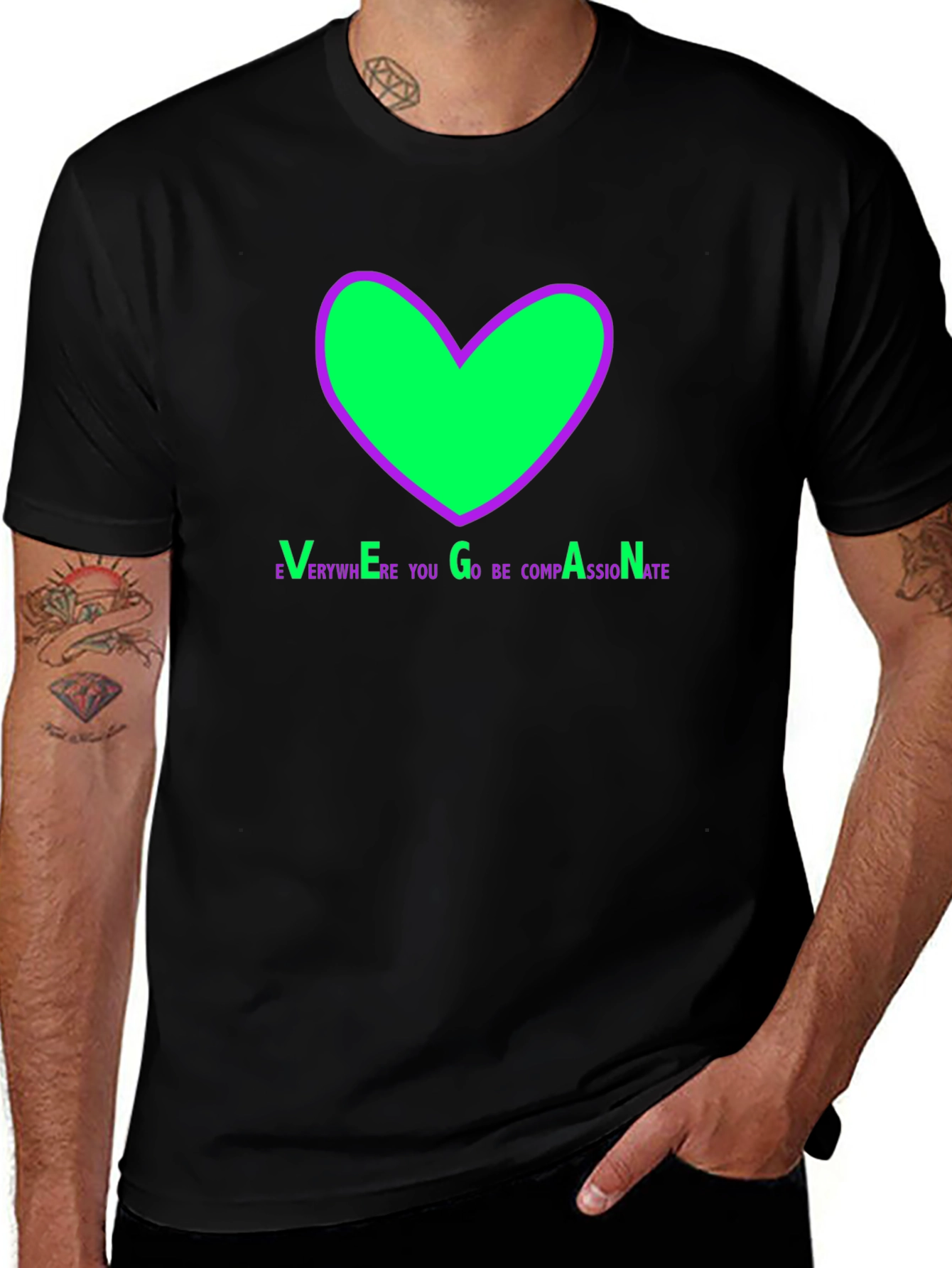 Variant 2 of Vegan Heart Graphic Tee - Be Compassionate