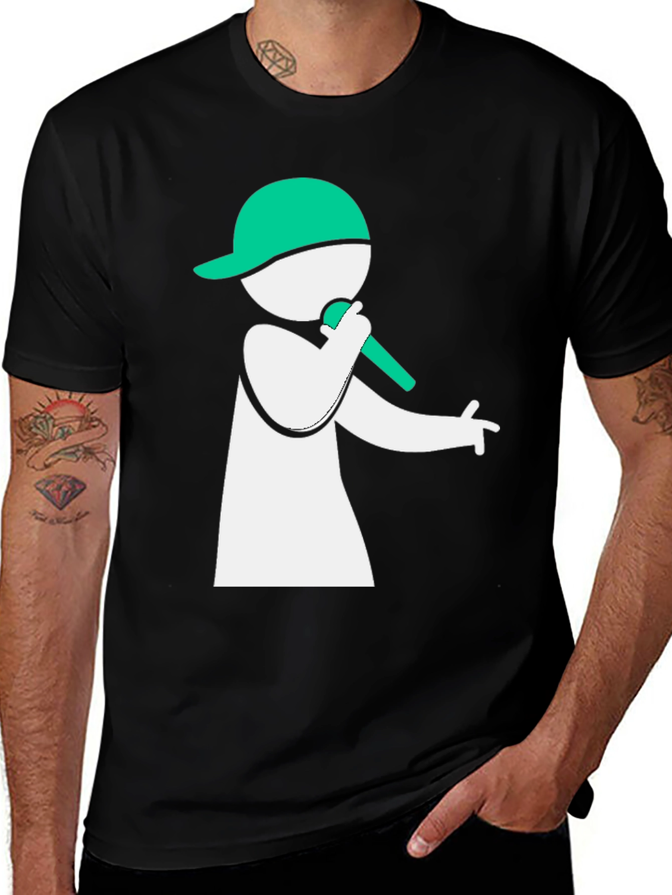 Variant 28 of Black T-Shirt with Rapper Graphic