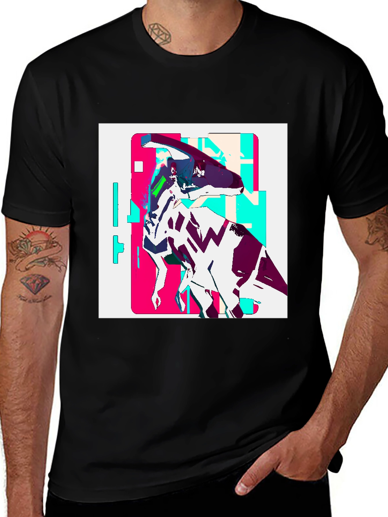 Variant 27 of Dino Pop Art Black Tee