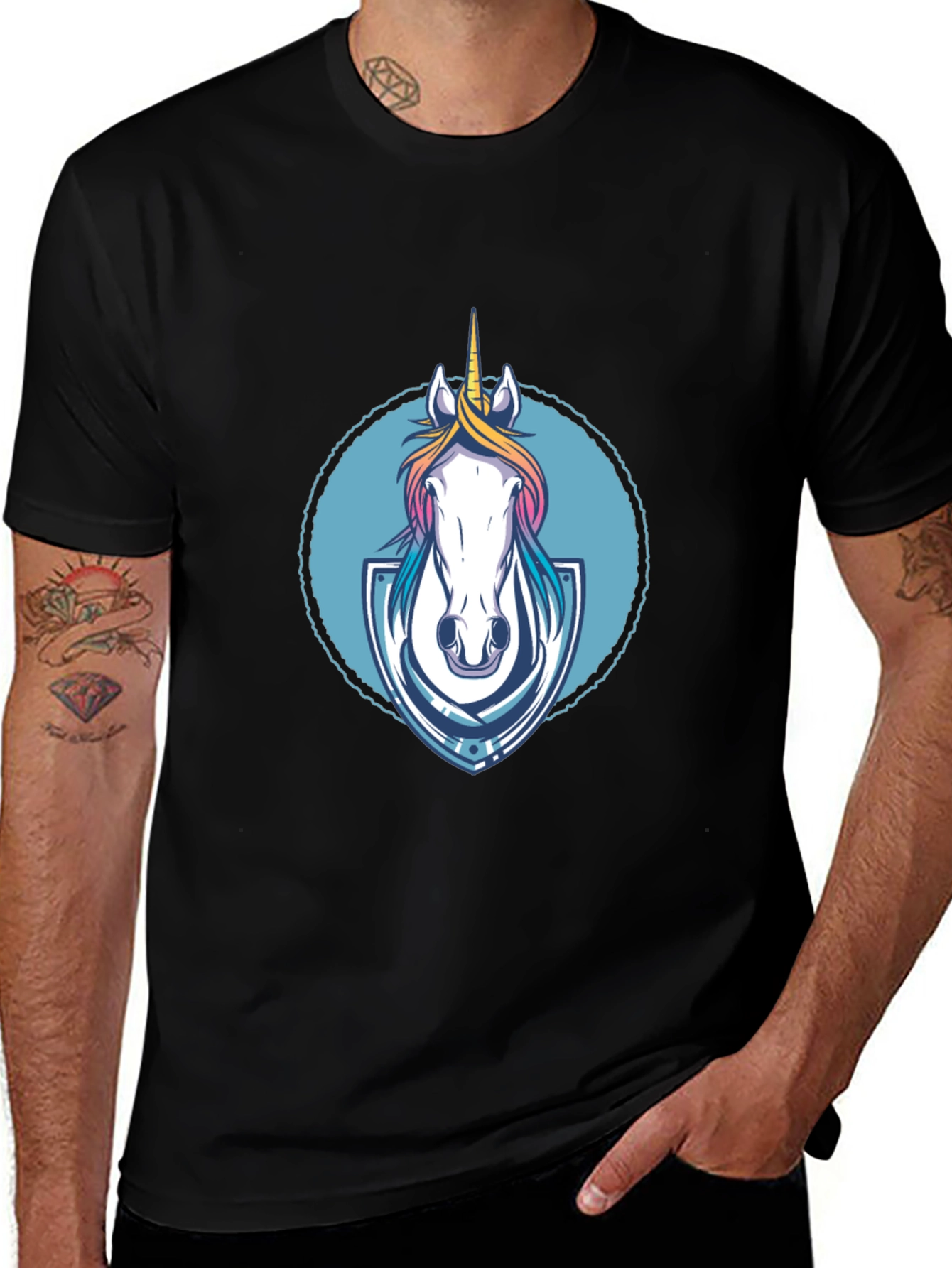 Variant 14 of Unicorn Graphic Tee - Stylish Black Cotton T-Shirt