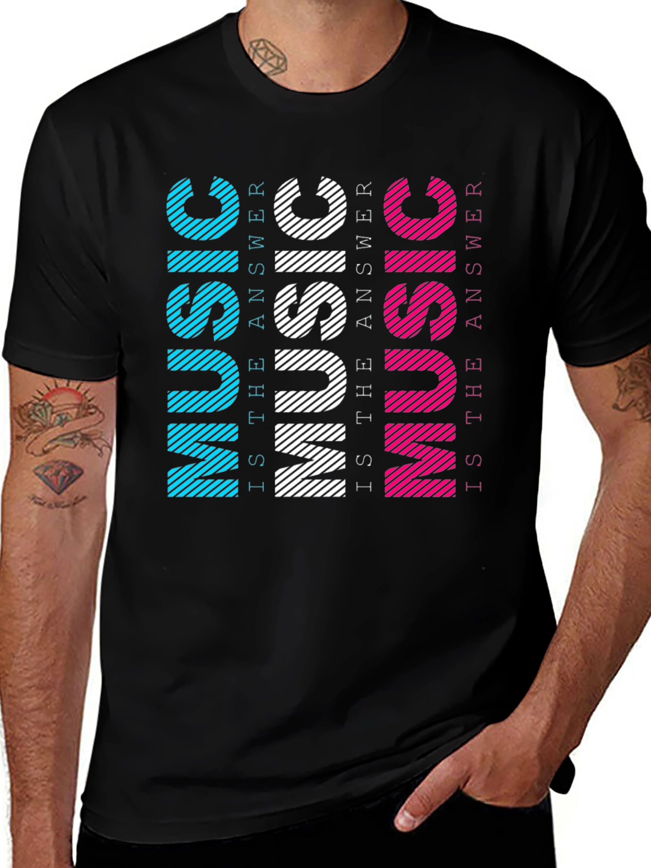 Variant 9 of Music is the Answer Men's Black T-Shirt