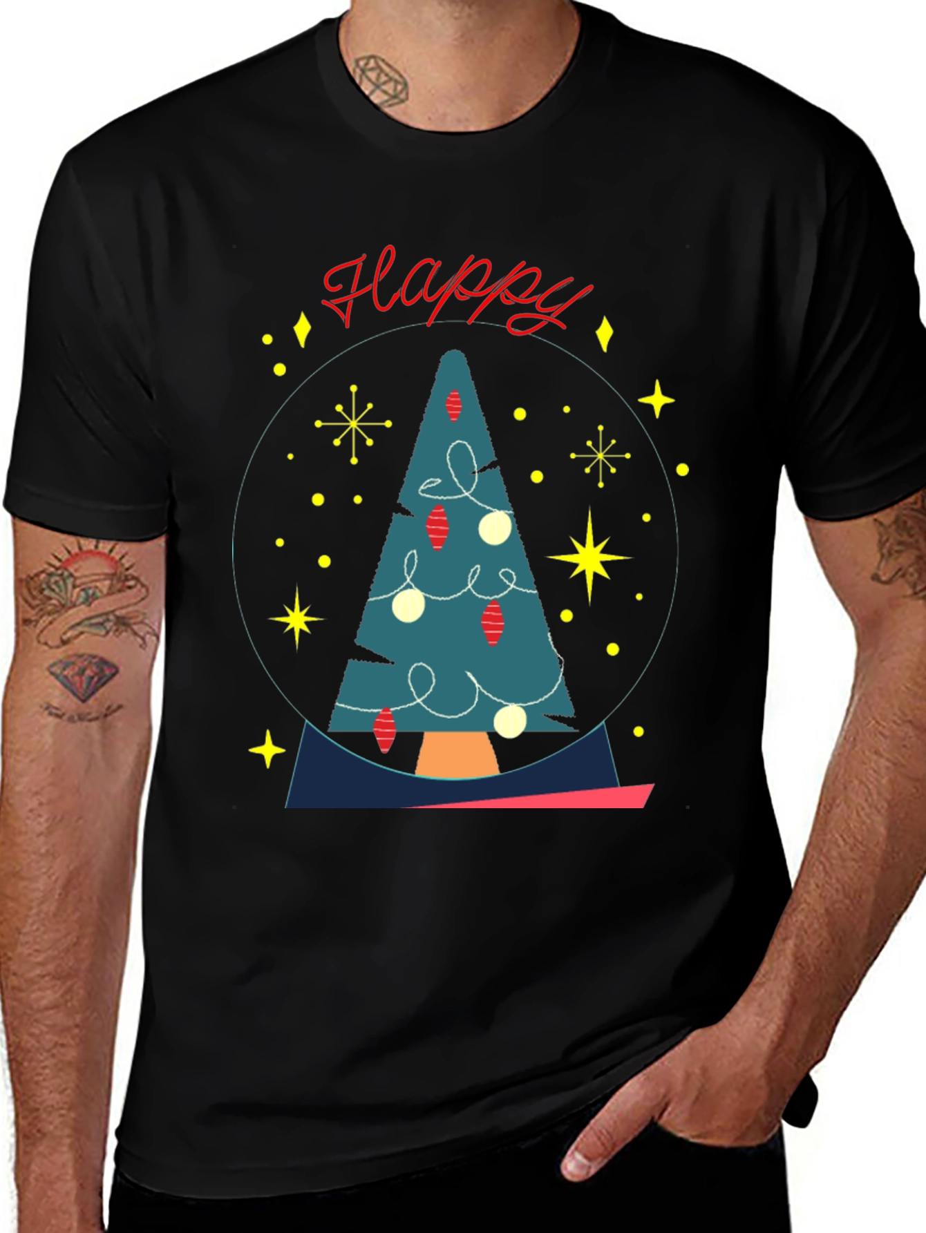 Happy Holiday Retro Christmas Tree T-Shirt