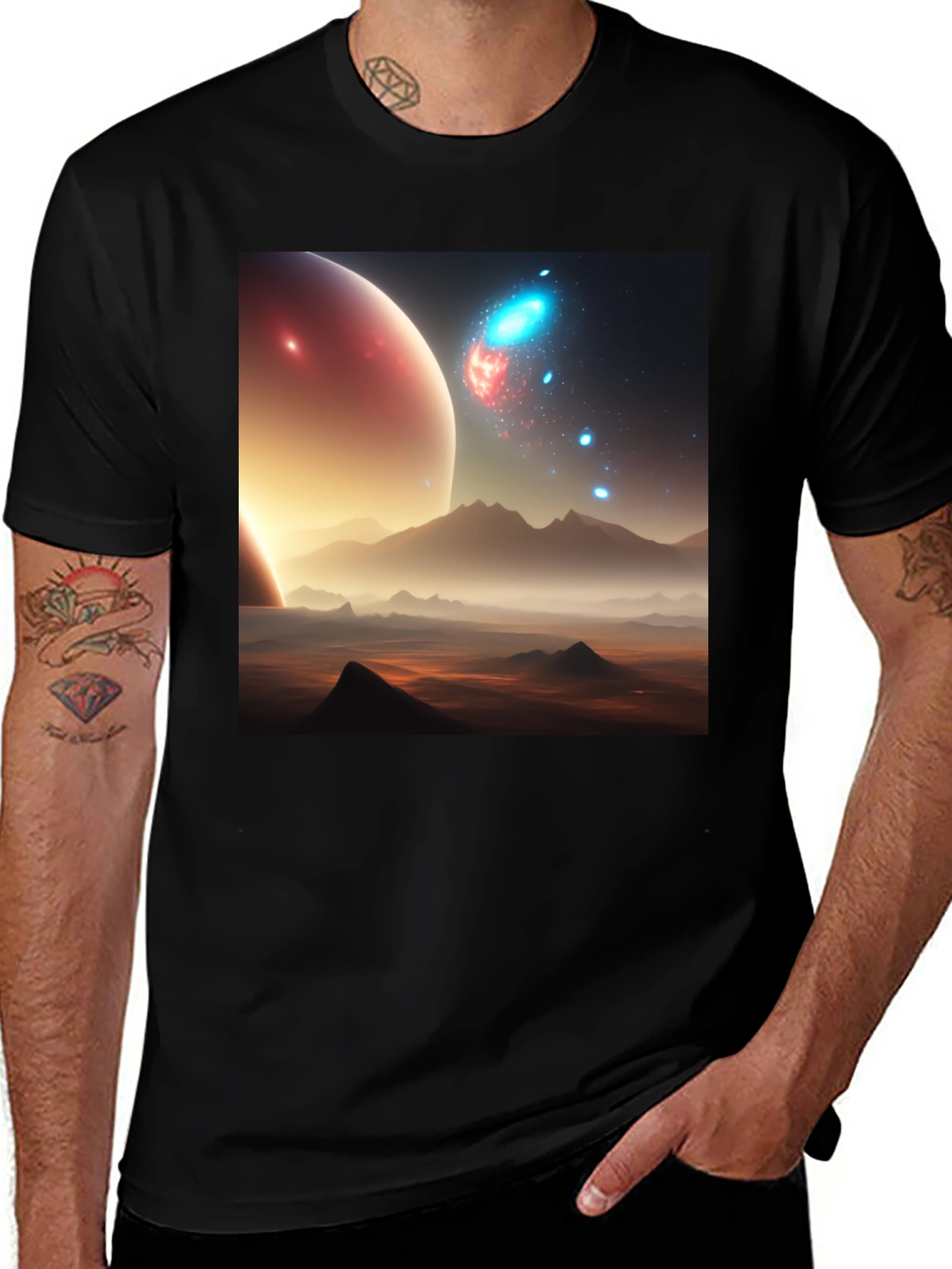 Variant 7 of Cosmic Landscape Graphic Tee - Black