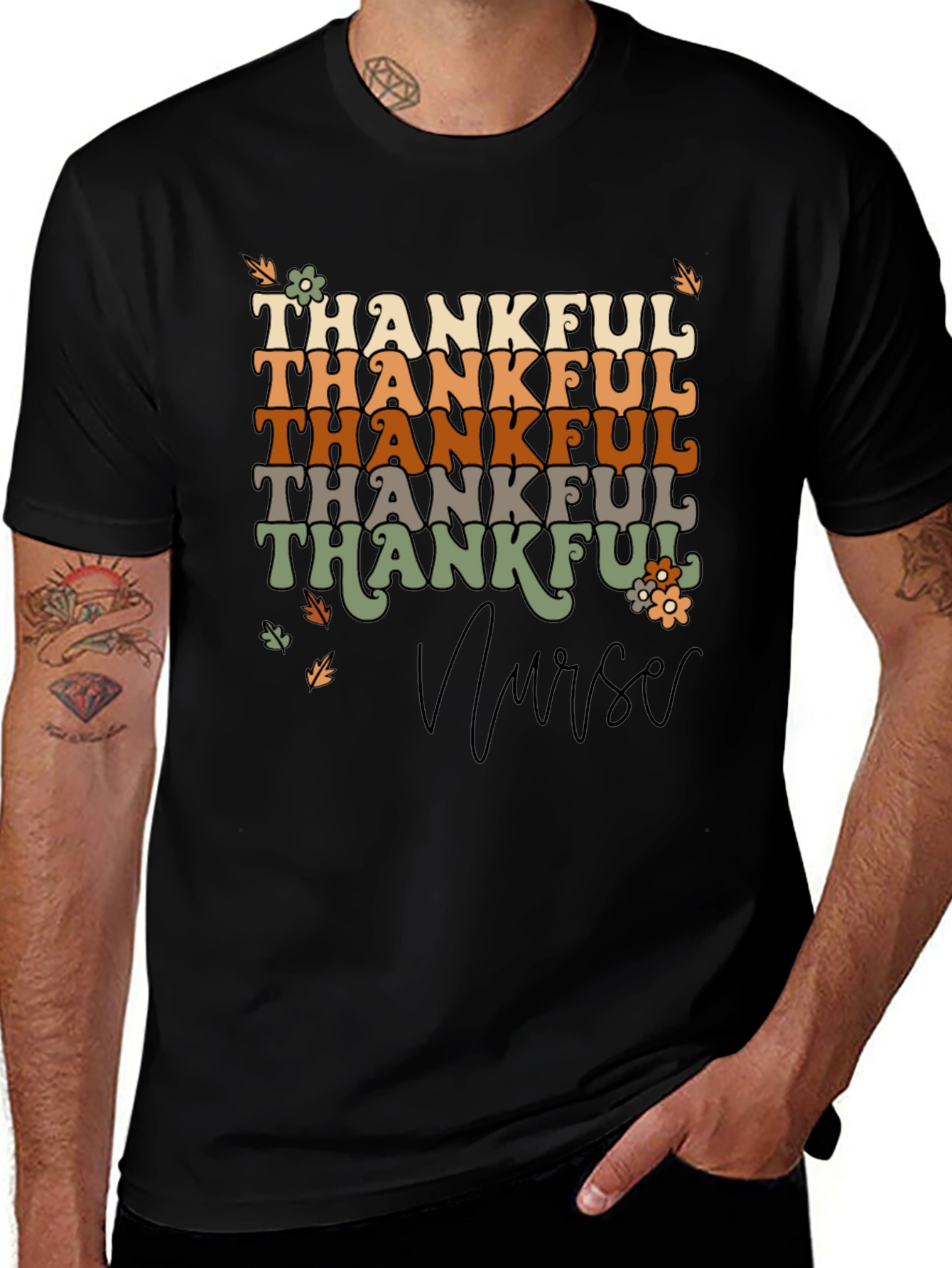 Variant 29 of Thankful Nurse Graphic Tee - Fall Apparel
