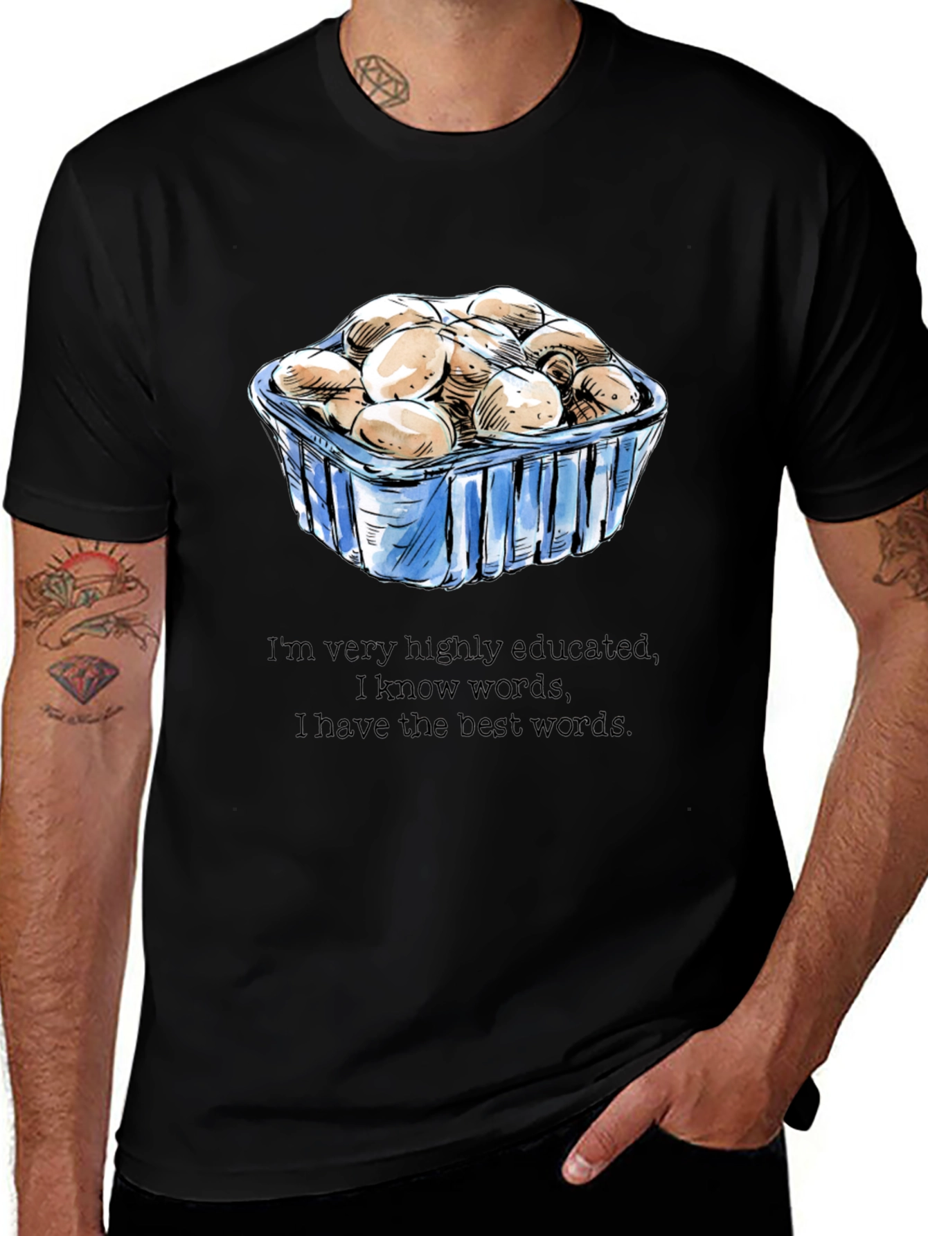 Black Mushroom Lover T-Shirt - Funny, Educated Design main image