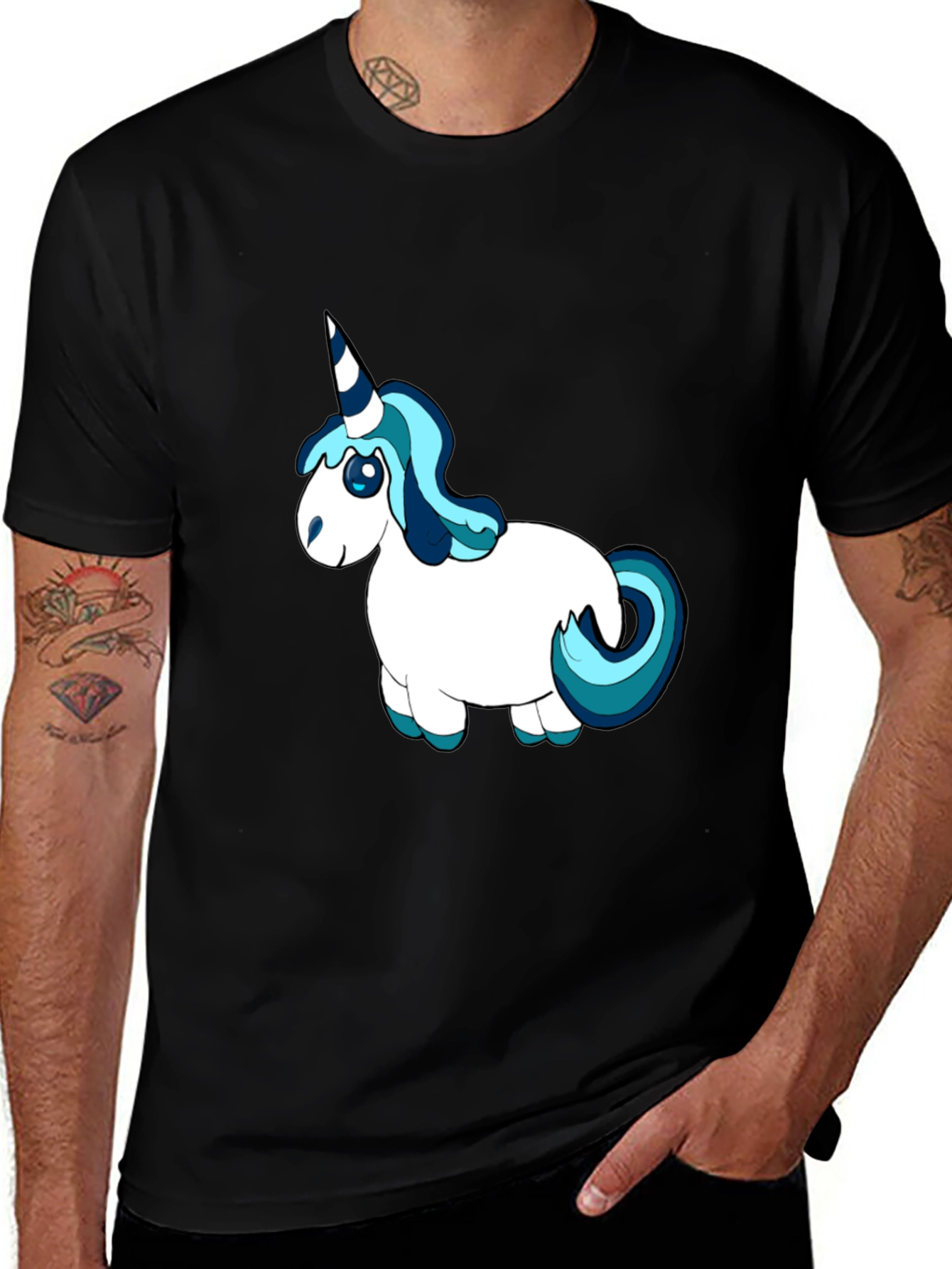 Variant 25 of Unicorn Graphic T-Shirt - Men's Black Tee