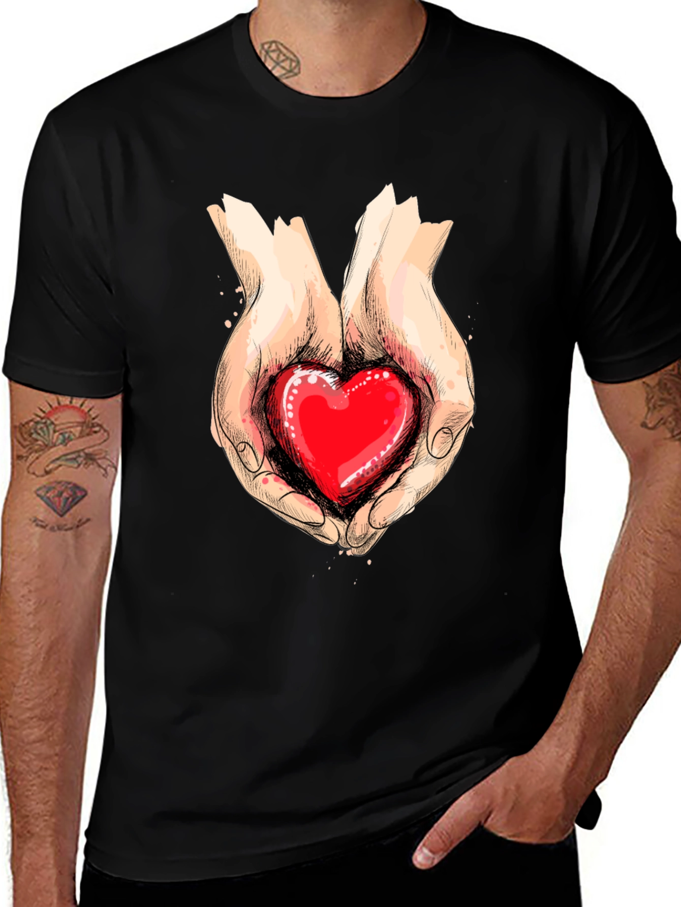 Variant 10 of Heart in Hands Graphic Tee - Love & Care T-Shirt