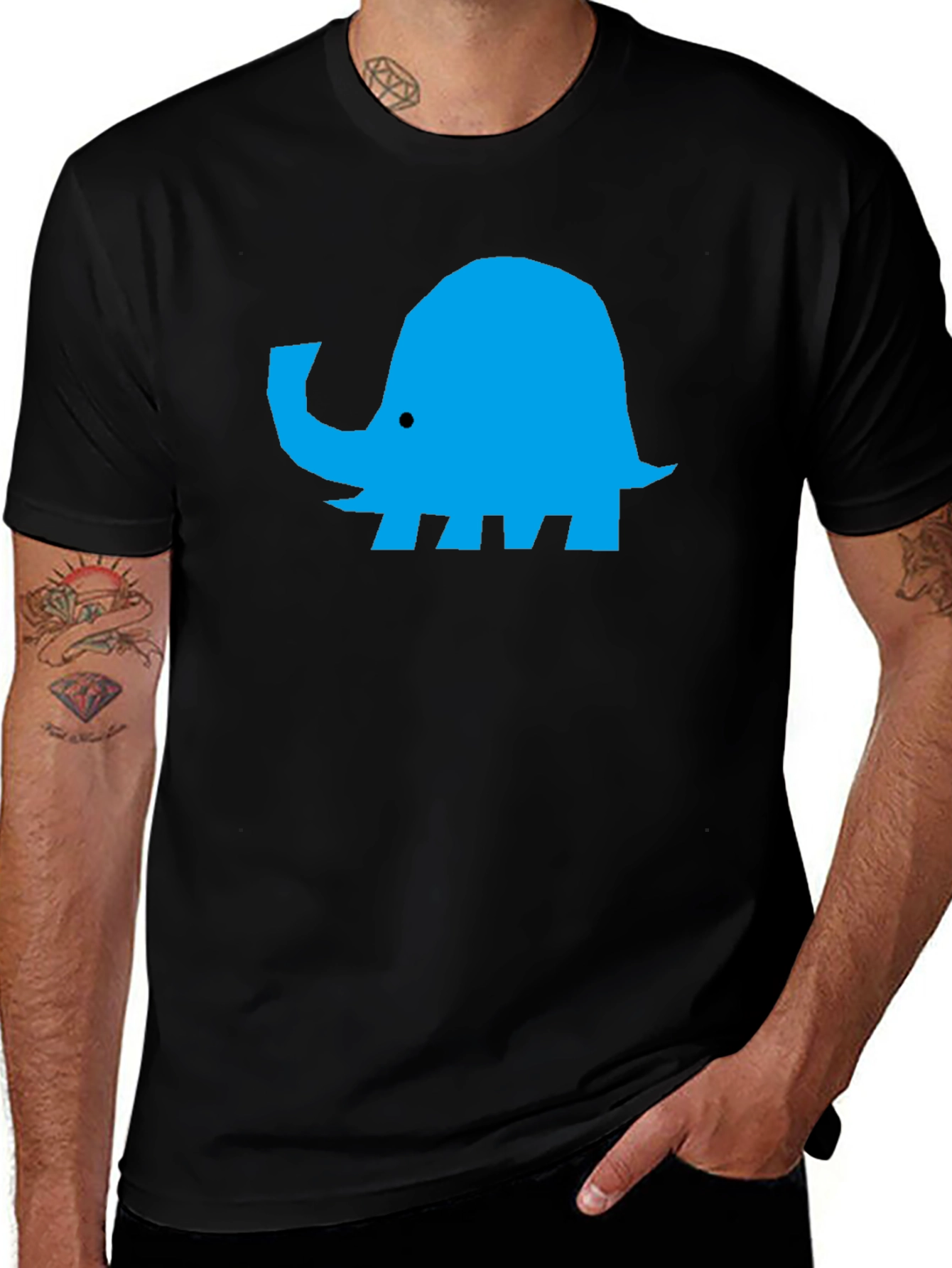 Variant 18 of Blue Elephant Graphic Black T-Shirt