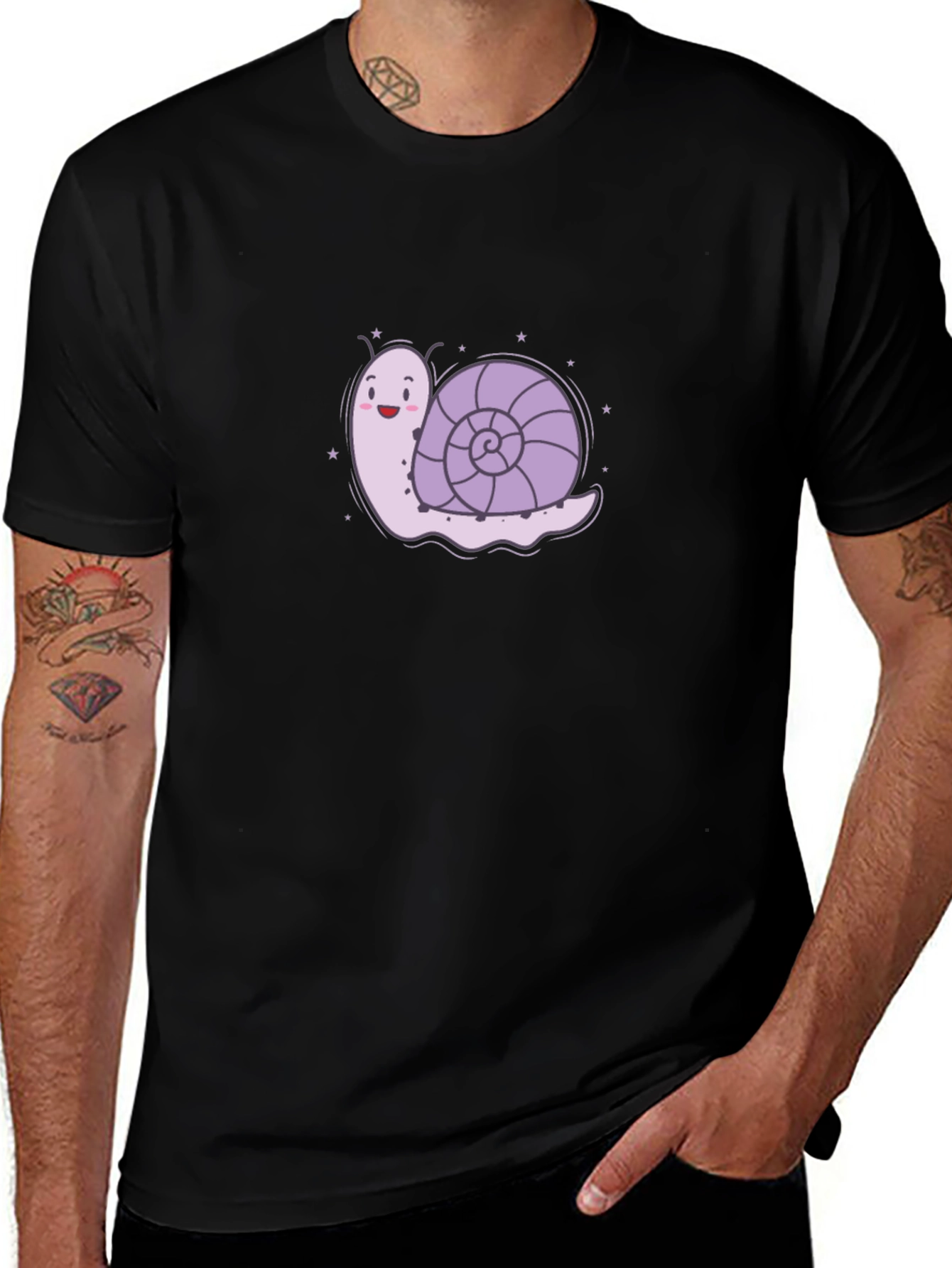 Snail Graphic Tee - Black Cotton T-Shirt