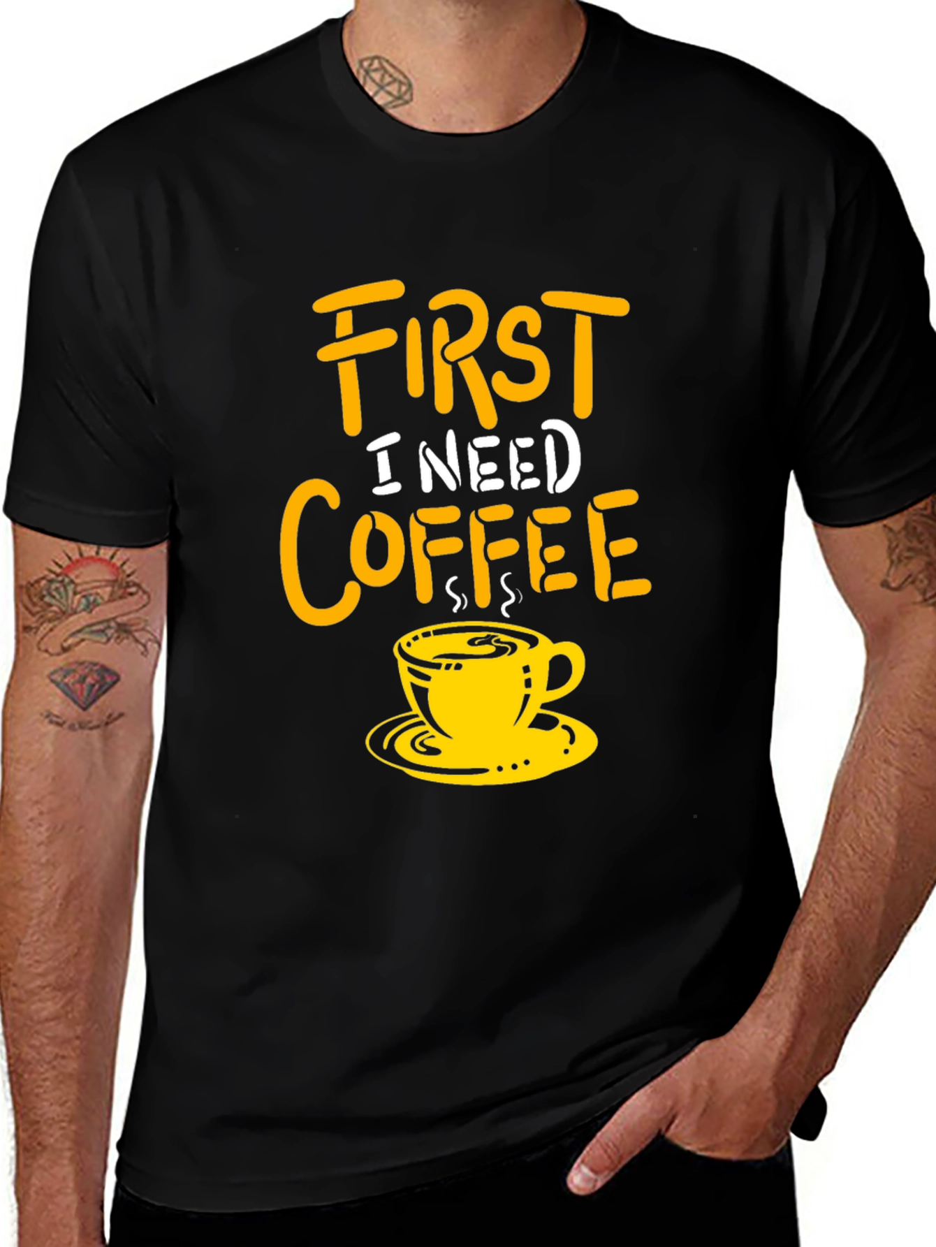 Variant 10 of First I Need Coffee Black T-Shirt