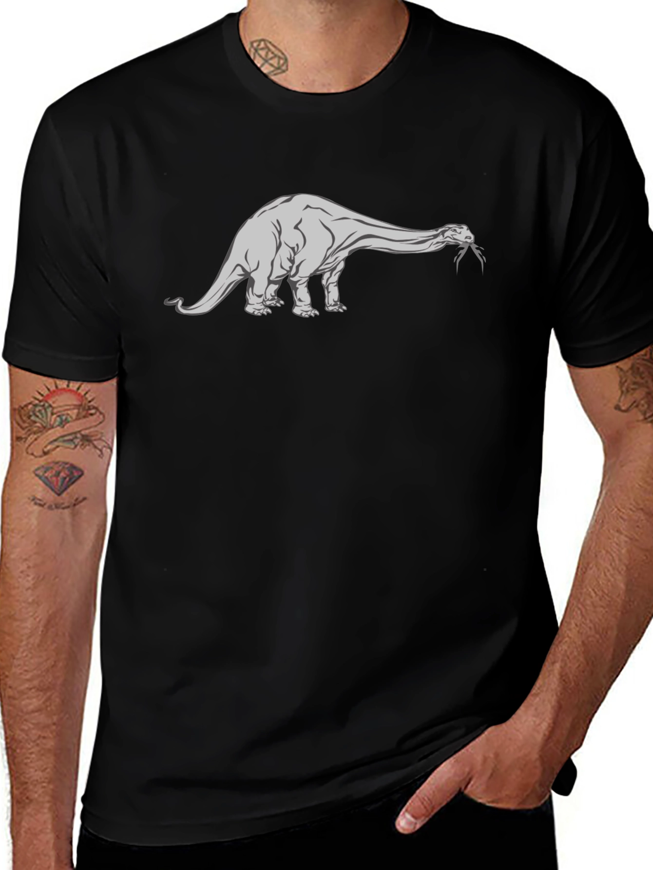 Variant 26 of Dinosaur Graphic Tee - Black Cotton T-Shirt