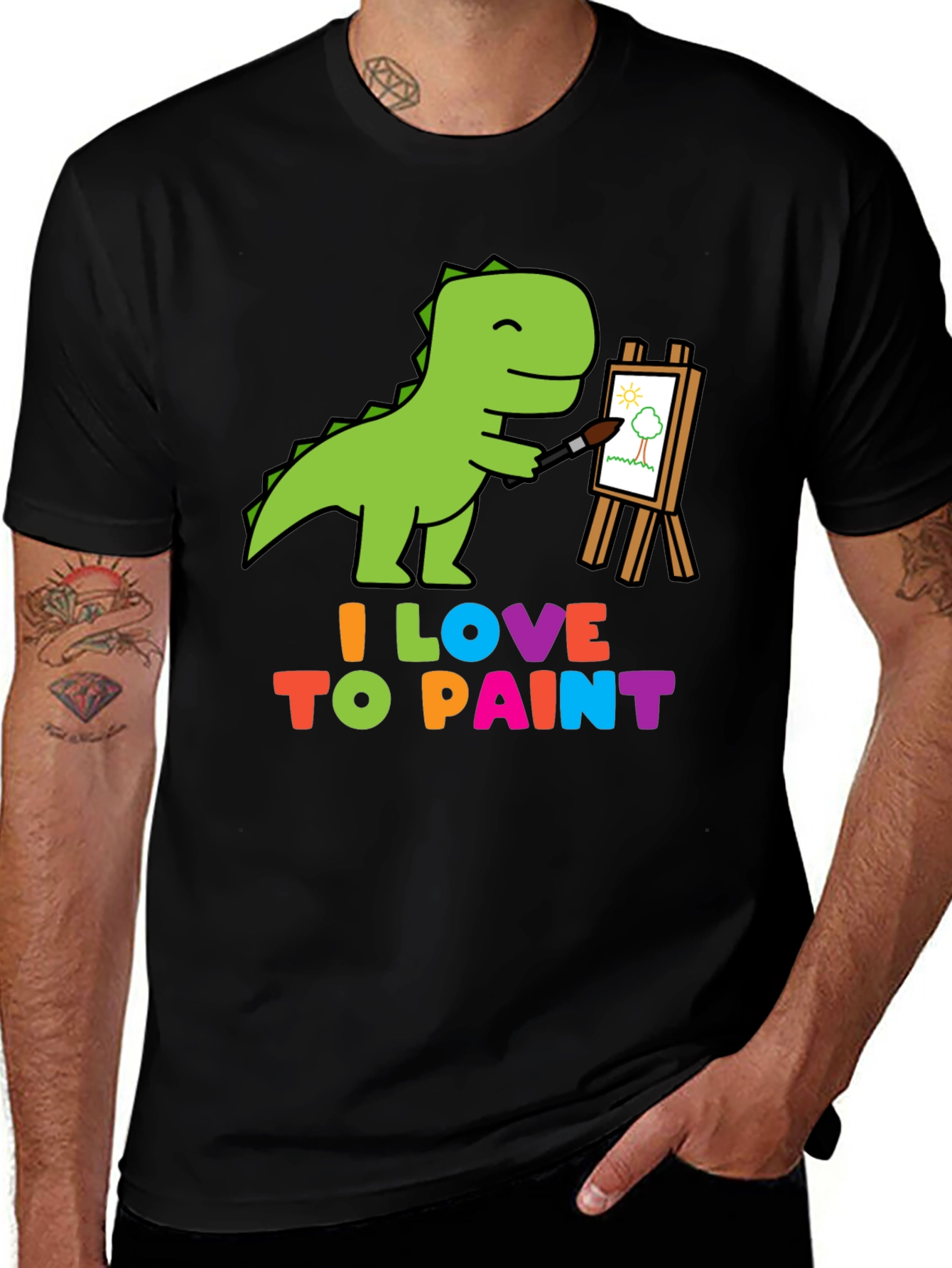 Variant 10 of Dinosaur Painting T-Shirt - I Love to Paint
