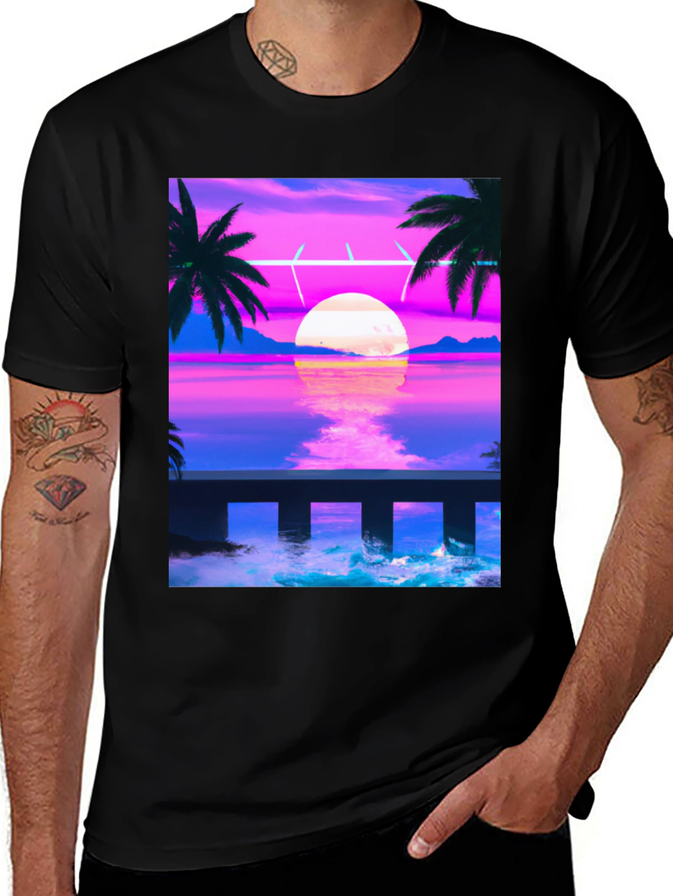 Variant 8 of Vaporwave Sunset T-Shirt