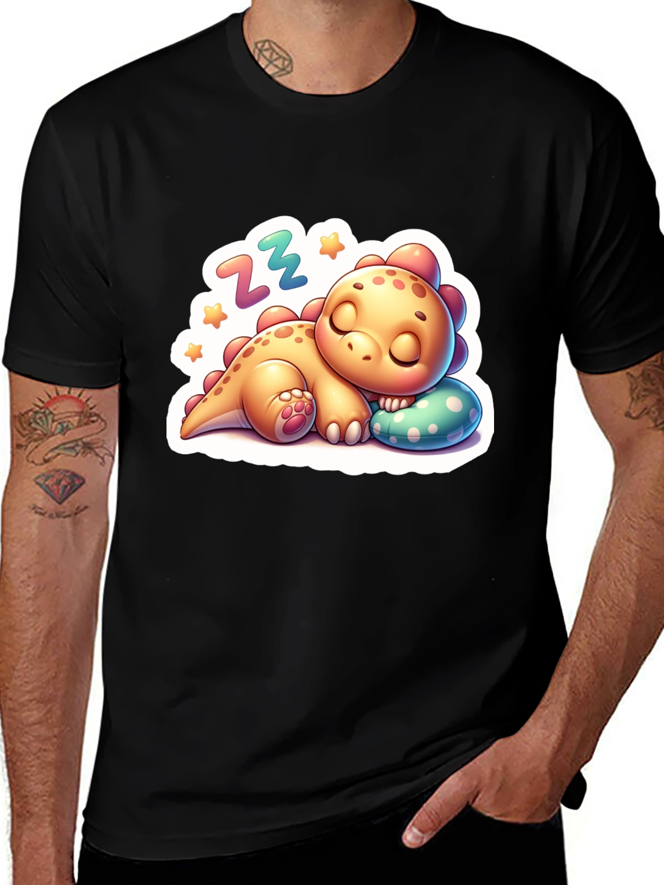 Variant 13 of Cute Sleeping Dinosaur T-Shirt - Comfortable Cotton Blend