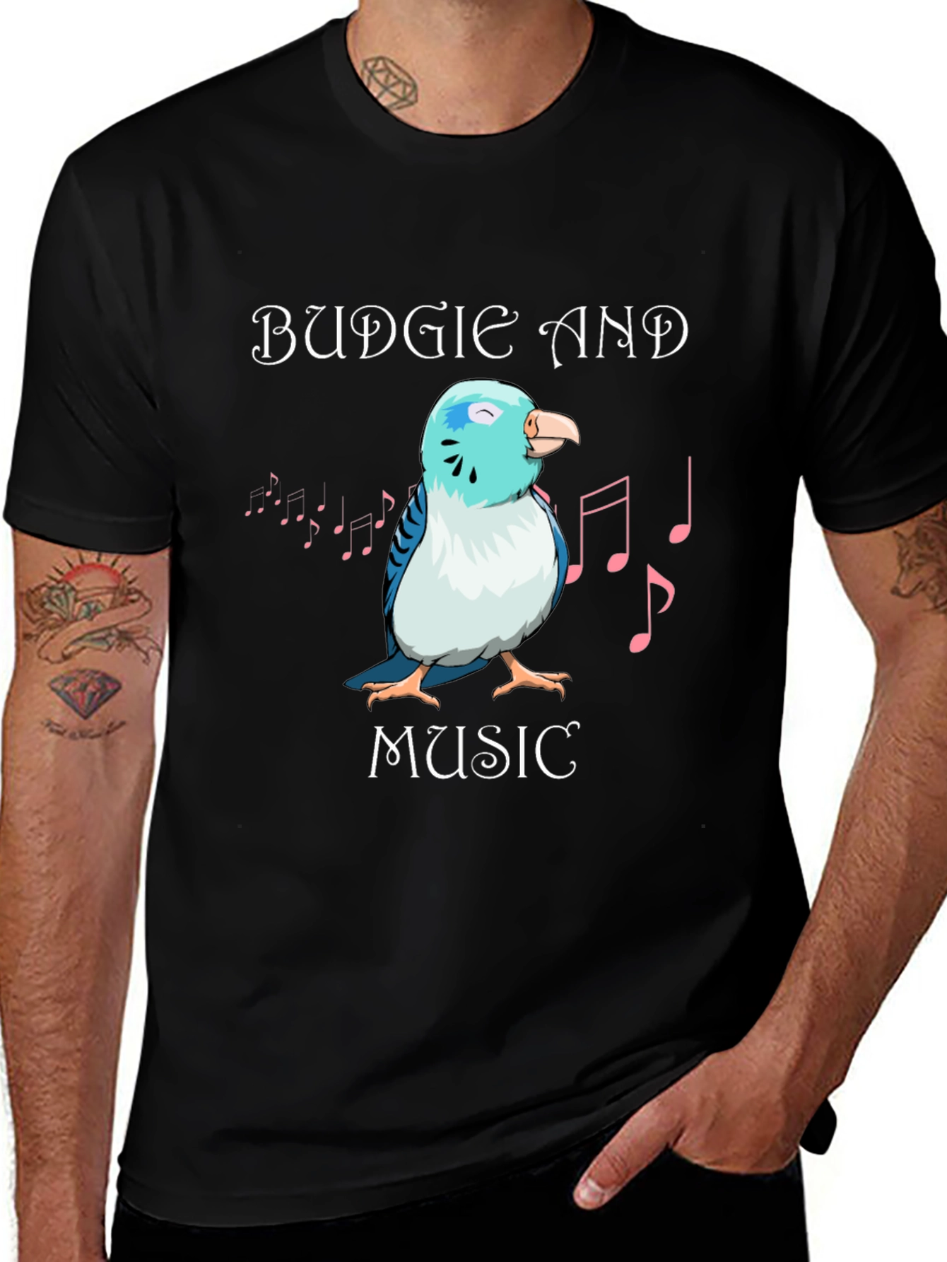 Variant 17 of Budgie and Music Graphic T-Shirt