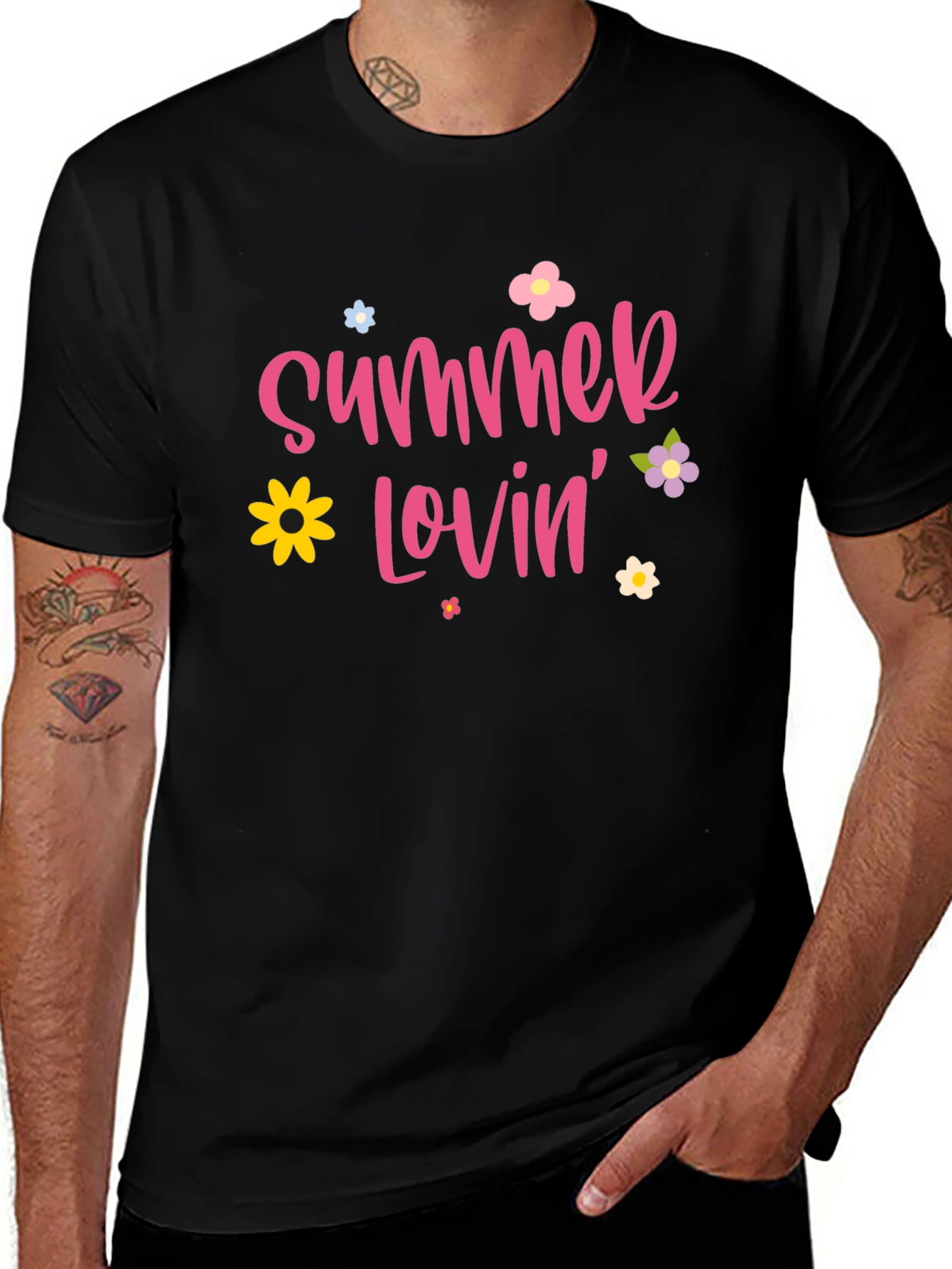 Variant 15 of Summer Lovin' Graphic Print Black T-Shirt