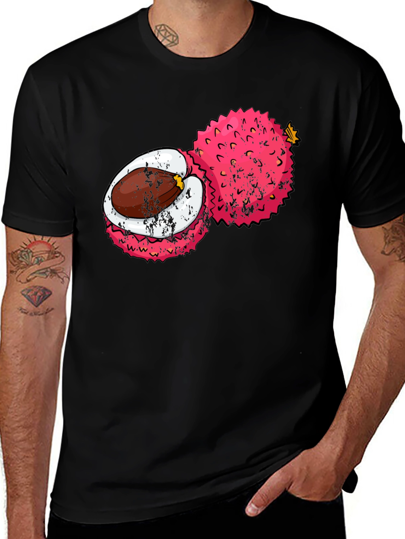 Variant 5 of Lychee Fruit Graphic Tee - Tropical Fruit Shirt