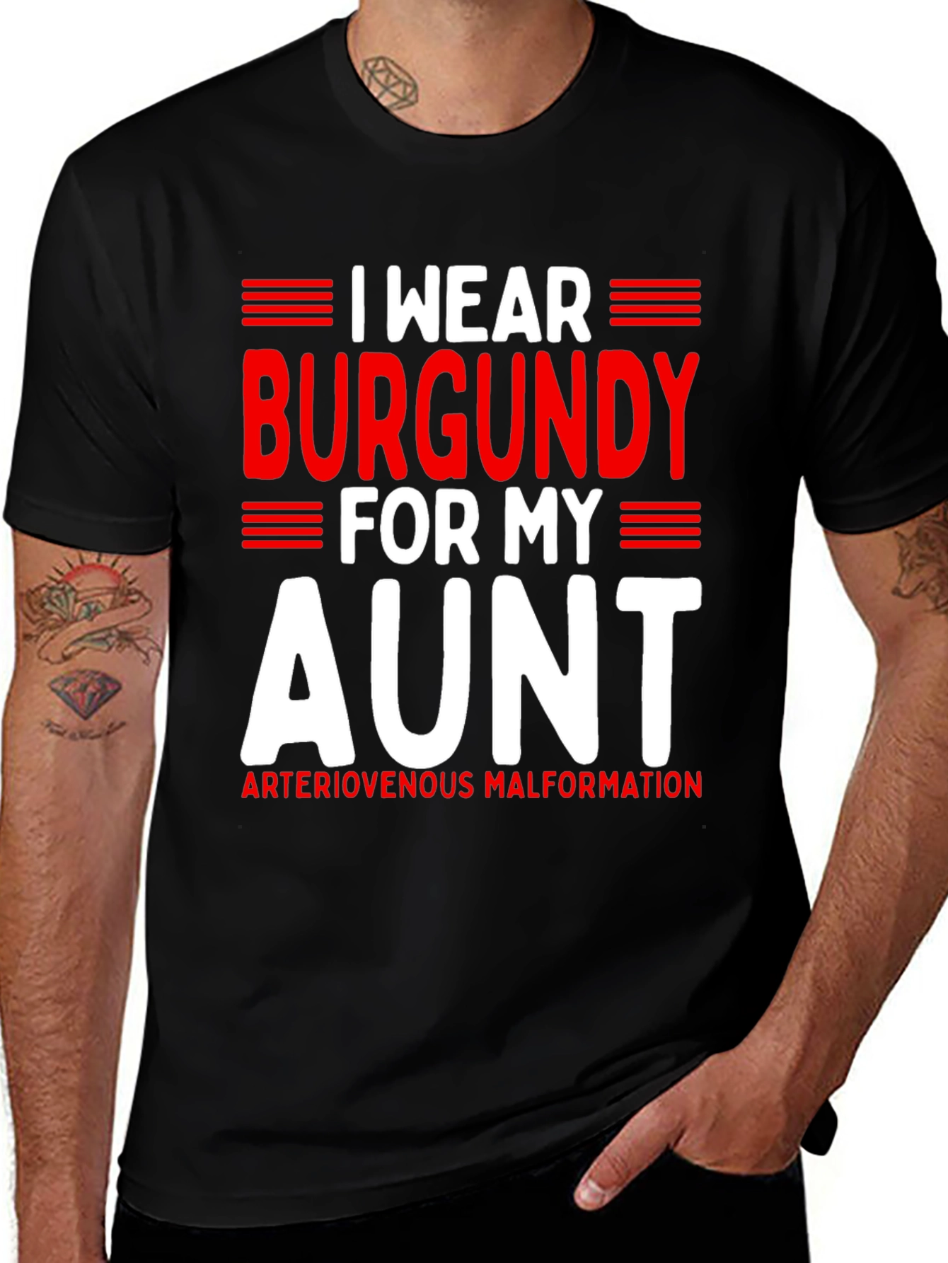 Variant 3 of Burgundy for My Aunt T-Shirt - Arteriovenous Malformation Awareness