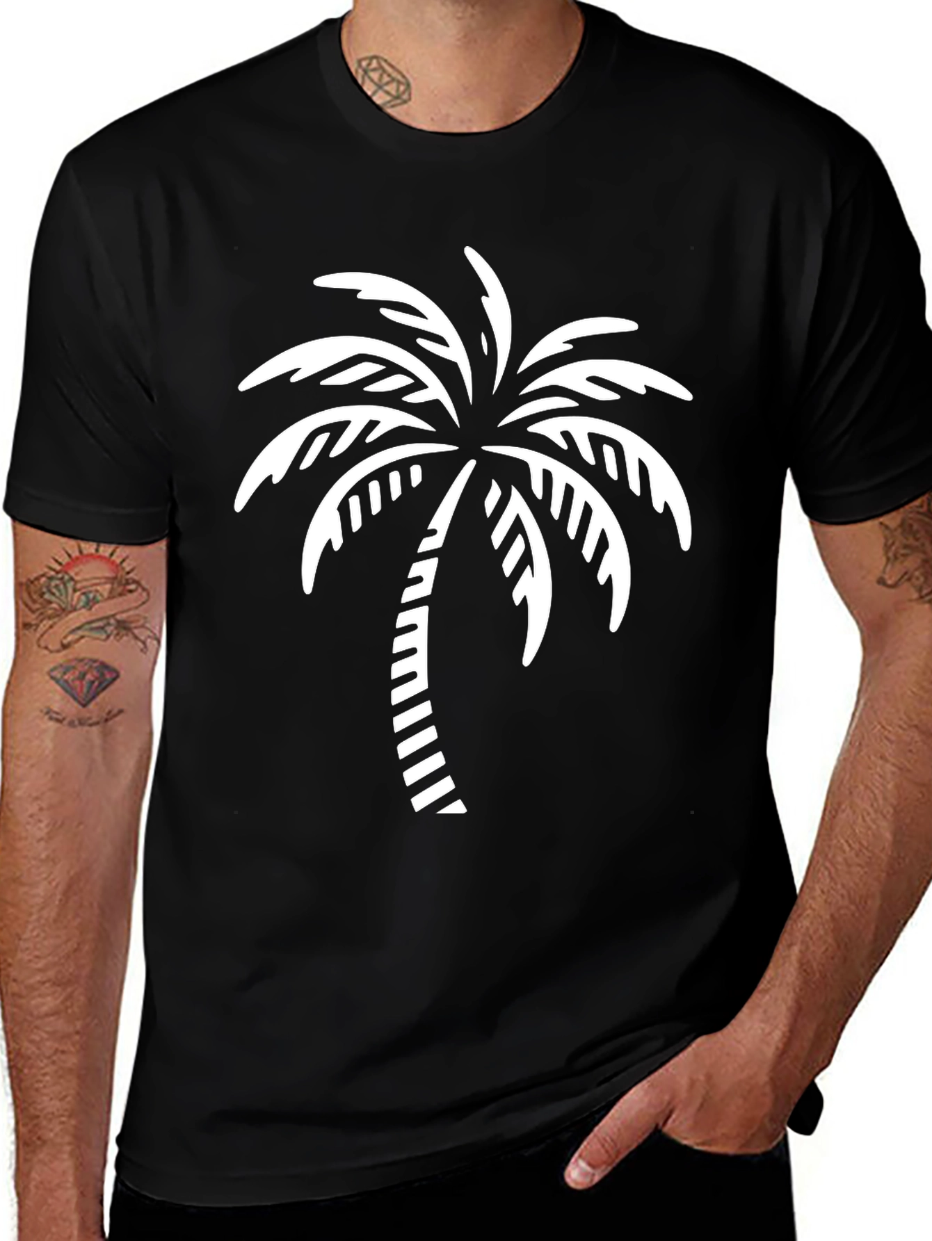 Variant 24 of Palm Tree Graphic Tee - Black