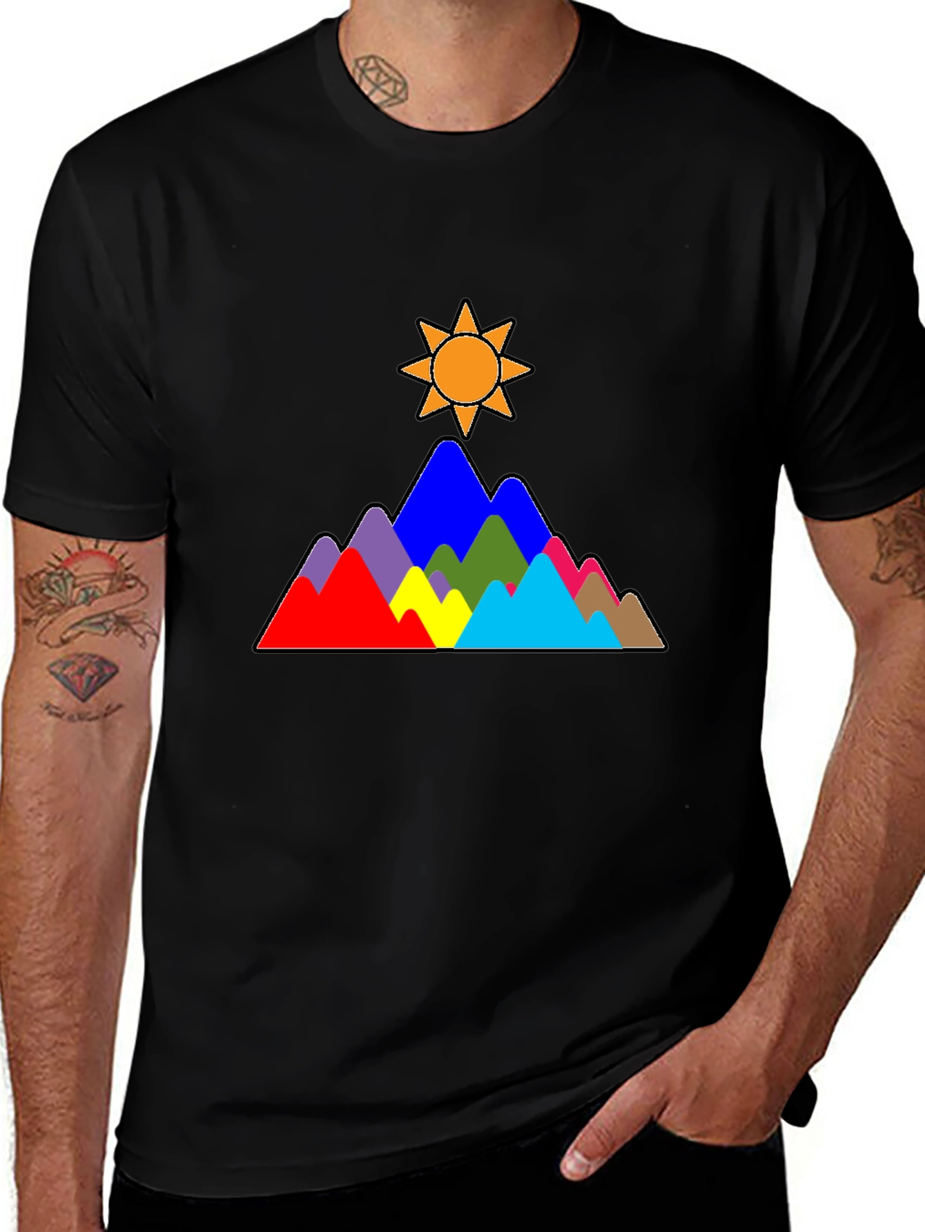 Variant 26 of Colorful Mountains & Sun Graphic Tee