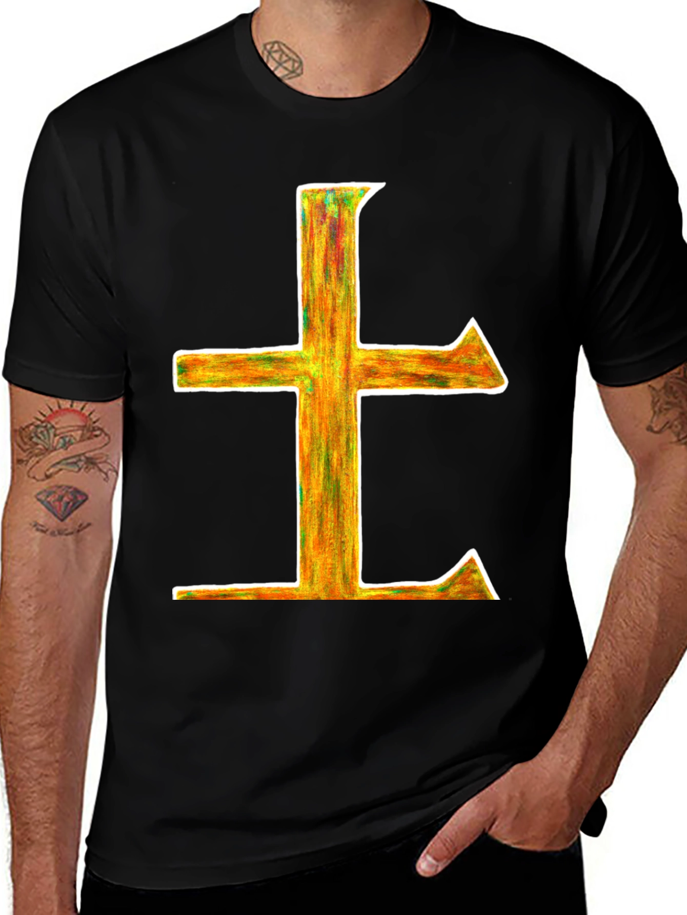 Variant 9 of Abstract Cross Graphic Tee - Unisex Black T-Shirt