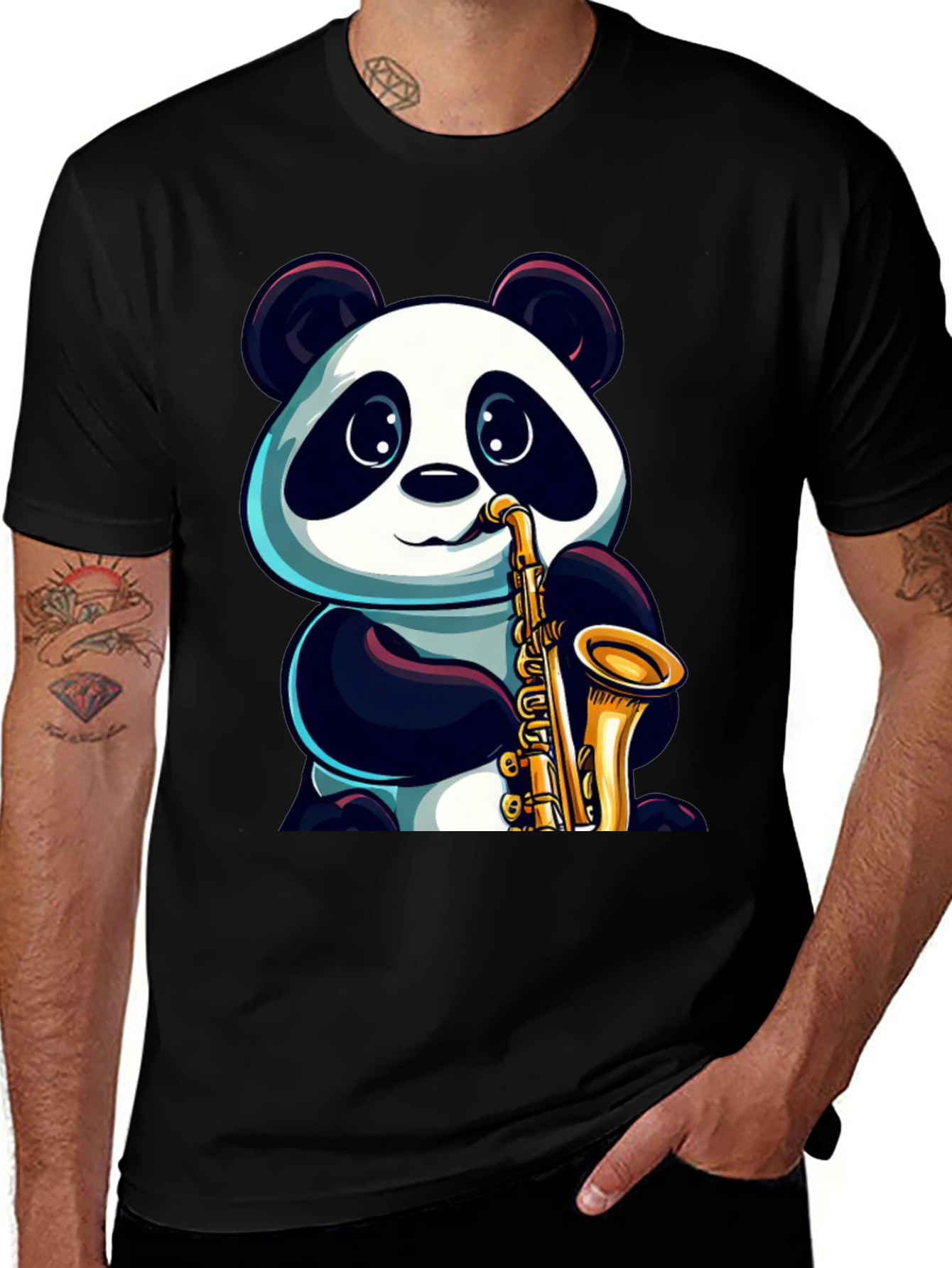 Variant 14 of Panda Saxophone T-Shirt - Cool Graphic Tee