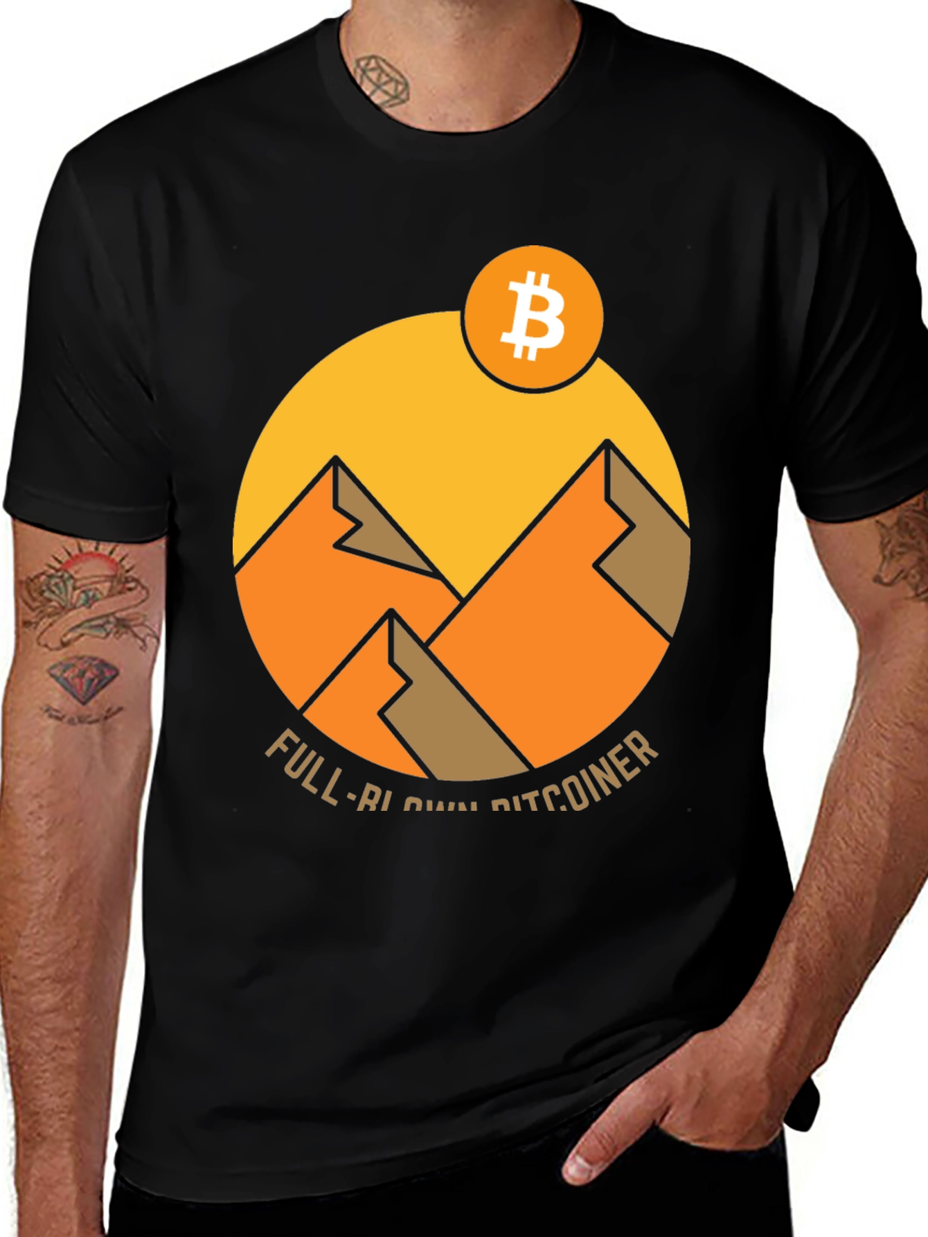 Full-Bitcoin Mountain Graphic Tee - Black Crypto Shirt