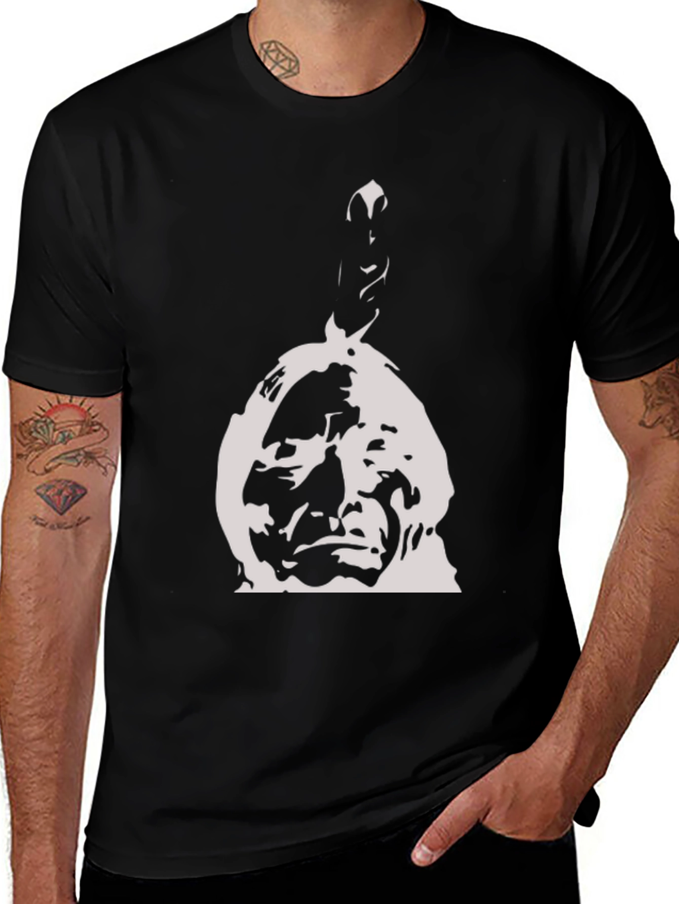 Variant 26 of Native American Chief Graphic T-Shirt - Black