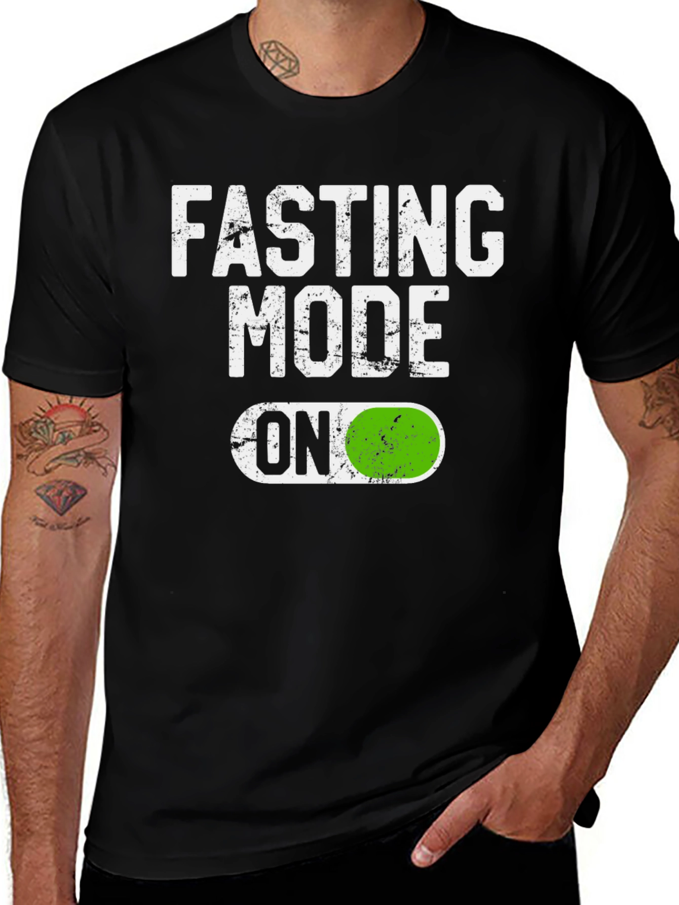 Variant 25 of Fasting Mode On Graphic Tee - Stylish Black T-Shirt