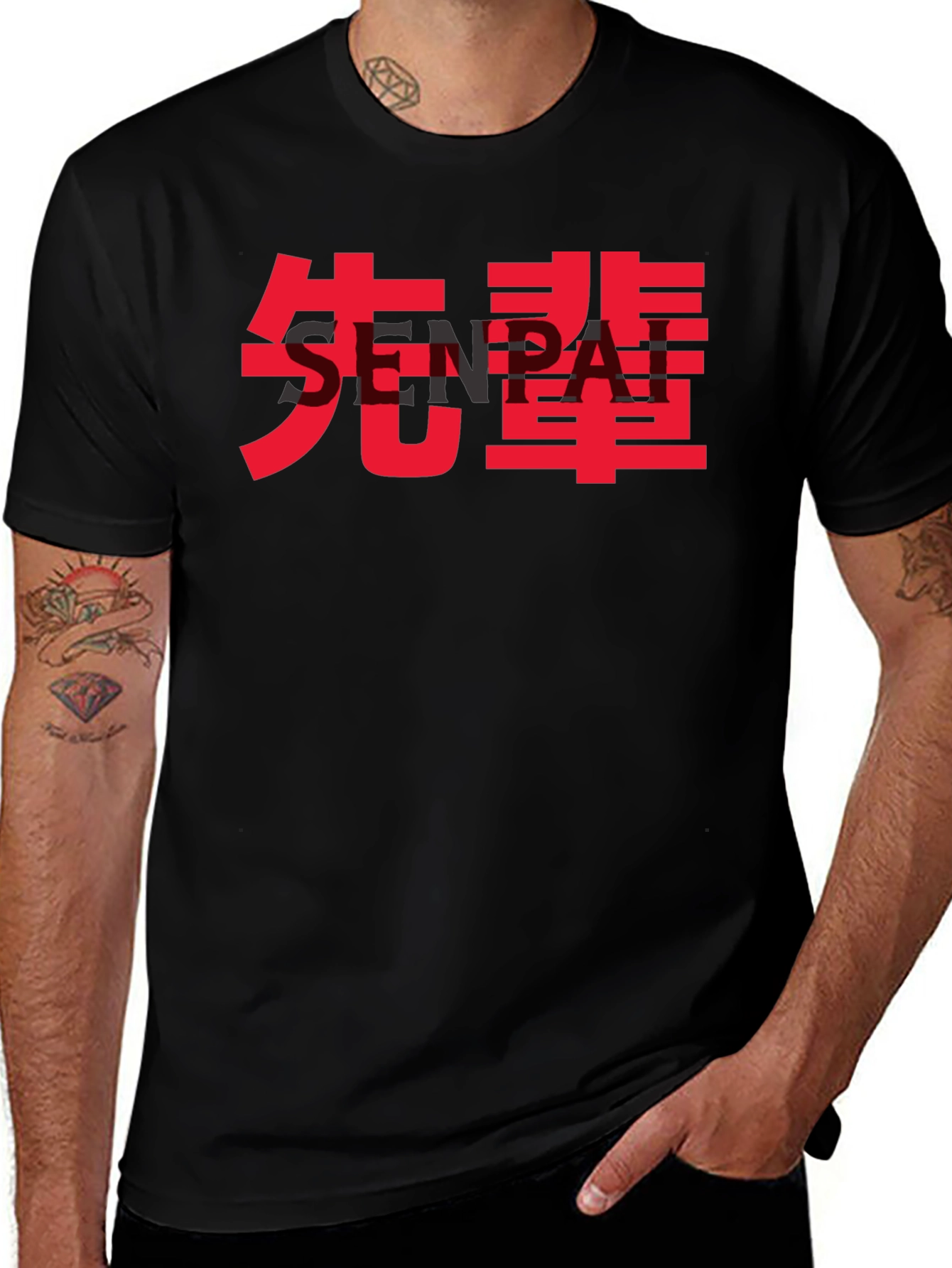 Senpai Graphic Tee - Black Cotton Anime Inspired Shirt