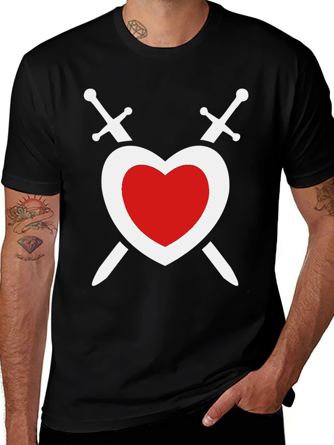Black Heart & Swords Graphic Tee - Black T-Shirt main image