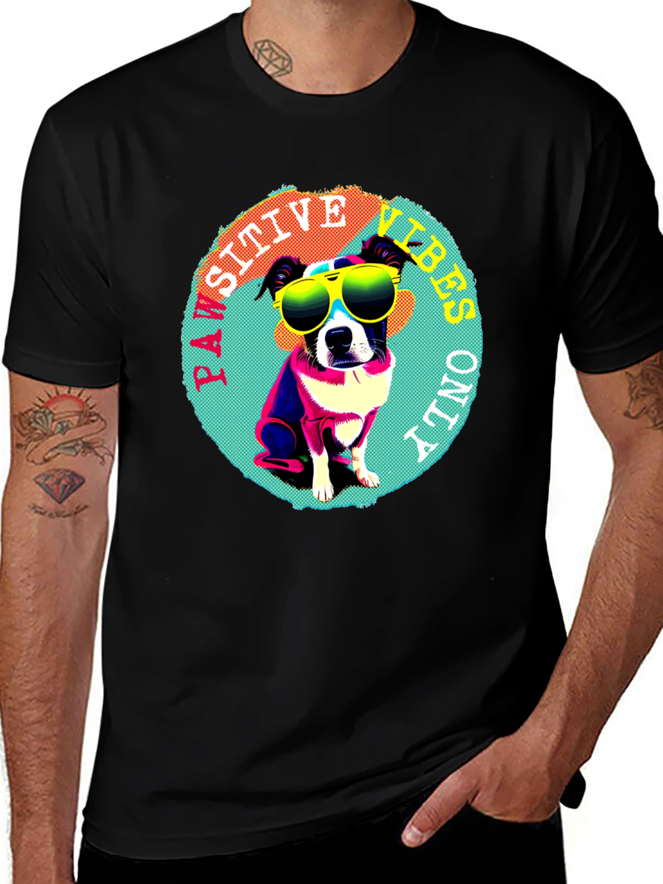 Variant 26 of Pawsitive Vibes Only Dog Graphic Tee