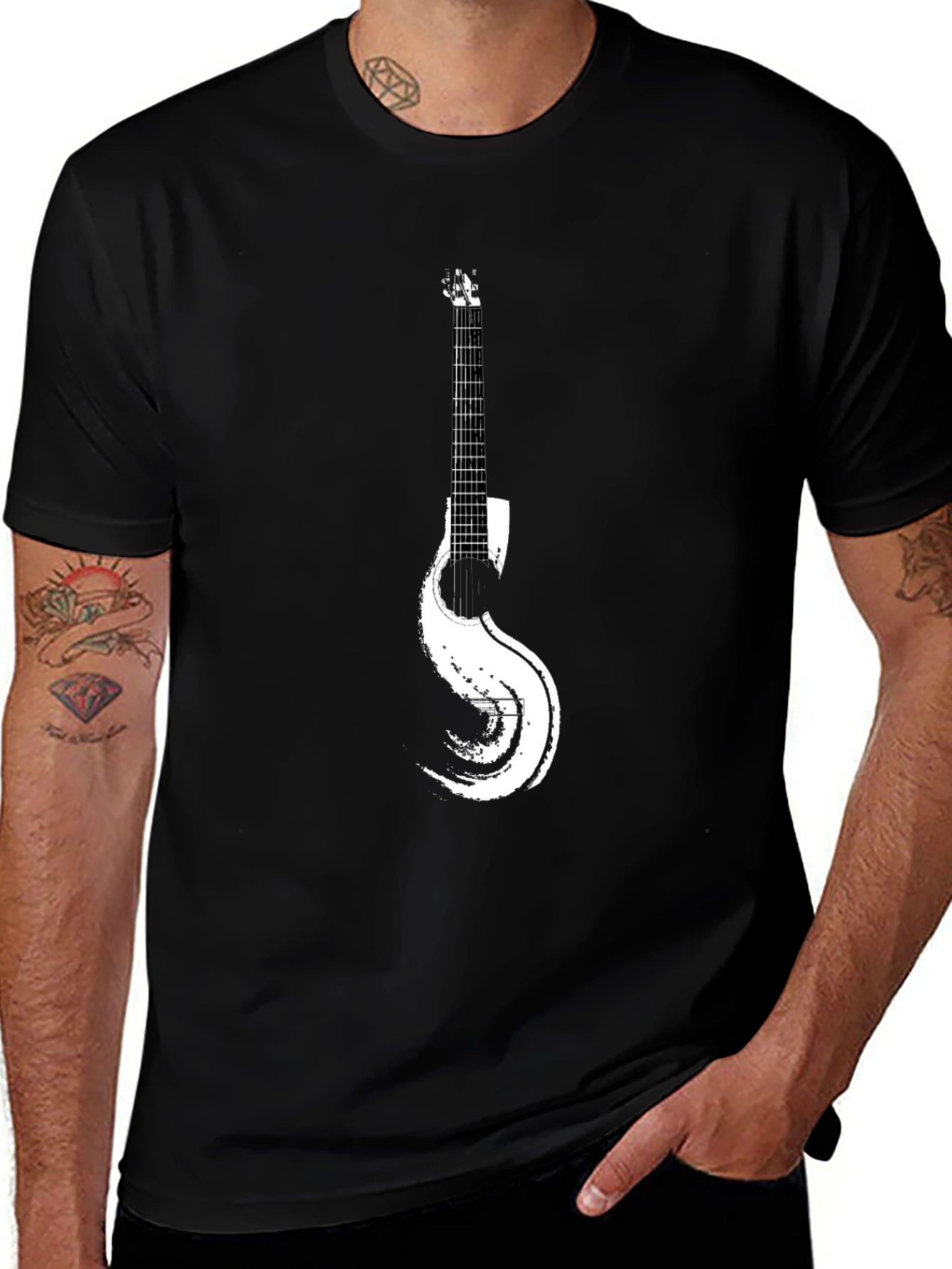 Variant 29 of Guitar Graphic Black T-Shirt for Music Lovers