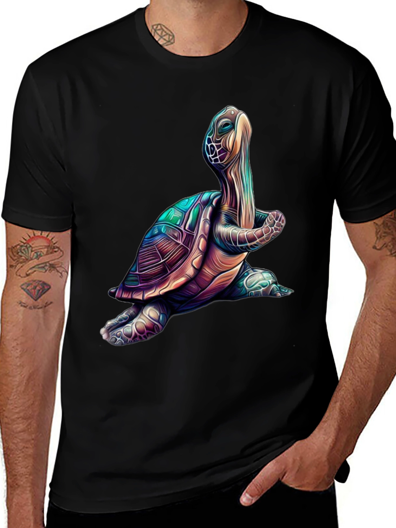 Variant 9 of Turtle Graphic Tee - Cool Design Black T-Shirt
