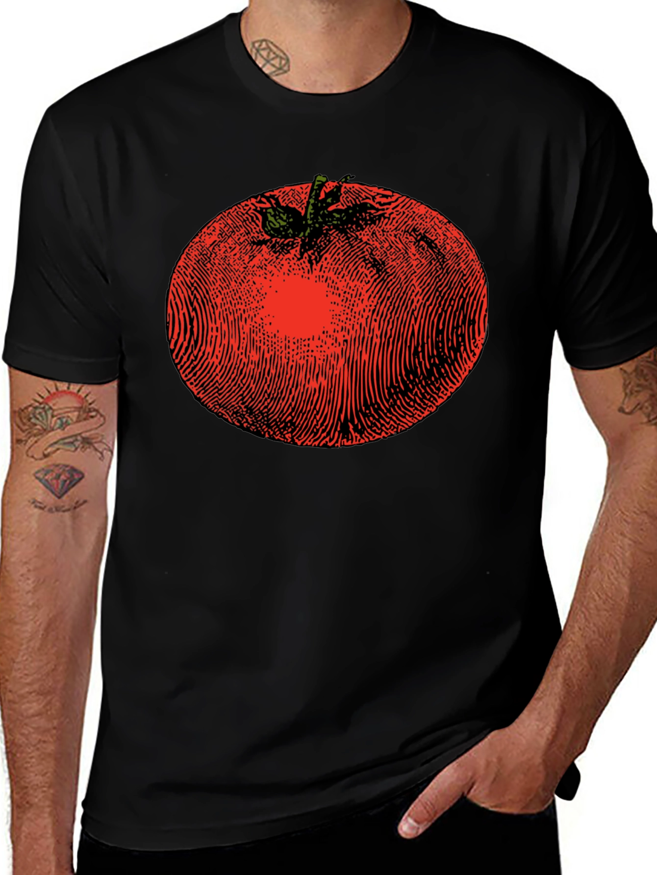 Variant 19 of Tomato Graphic Print Black T-Shirt