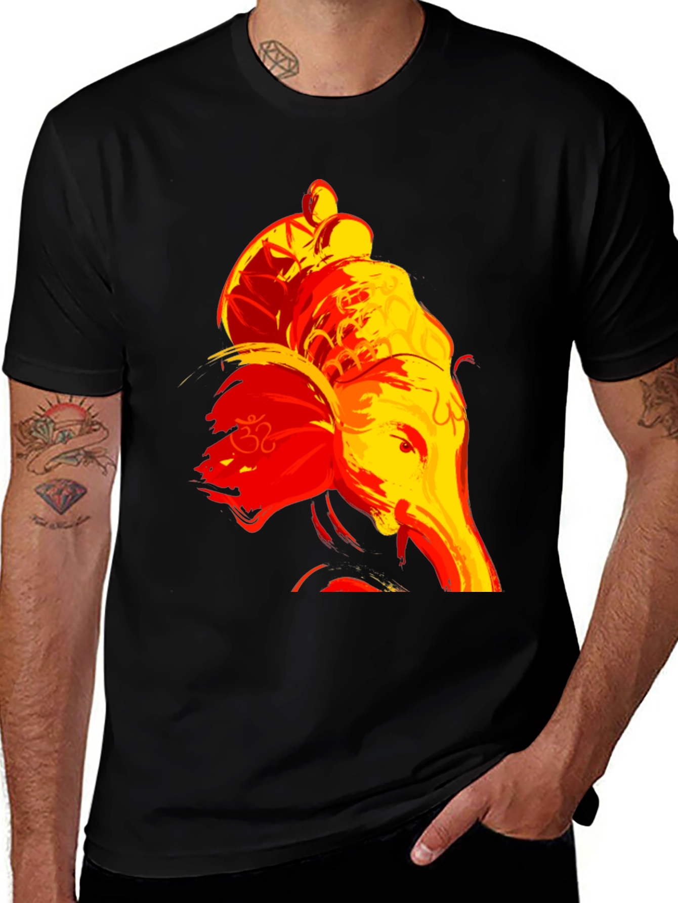 Ganesha Graphic Tee - Brush Stroke Design