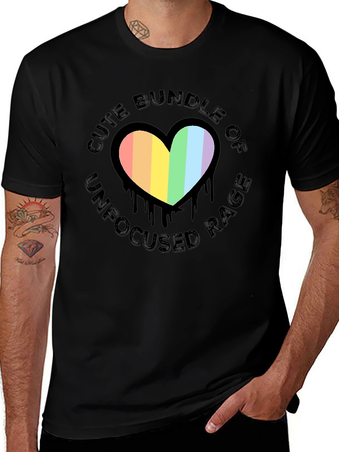 Variant 10 of Cute Bundle of Unfocused Rage T-Shirt - Rainbow Heart