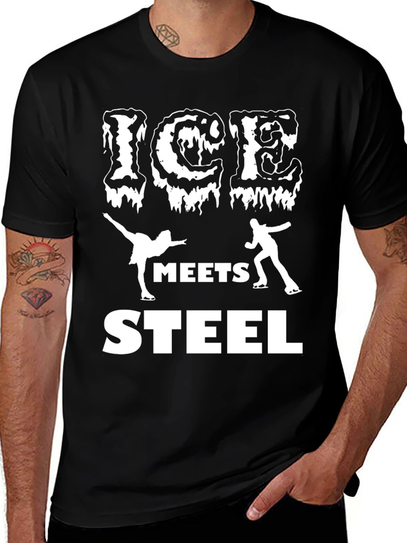 Variant 20 of Ice Meets Steel Graphic T-Shirt - Figure Skating Tee