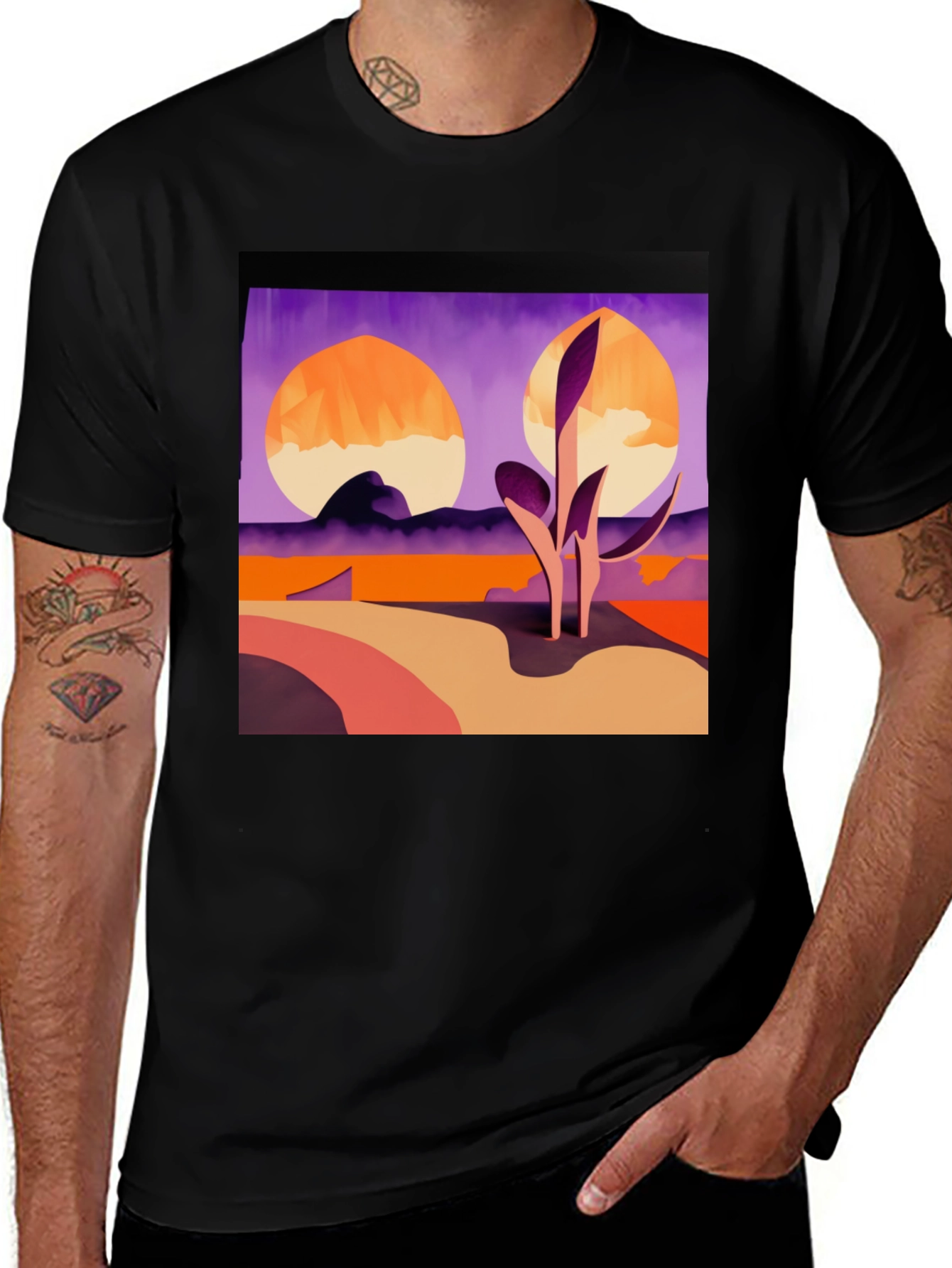 Variant 12 of Abstract Desert Landscape Black T-Shirt
