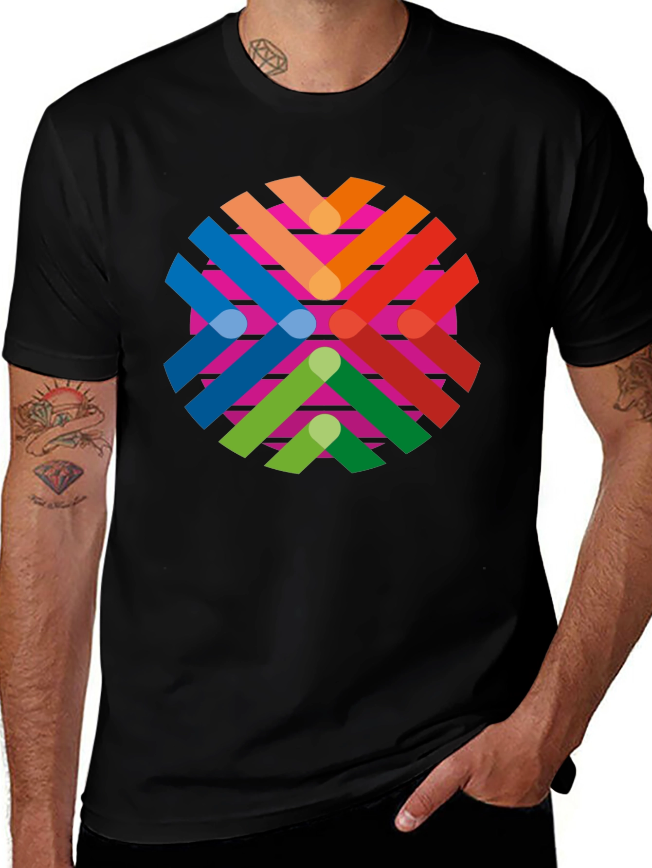 Variant 14 of Geometric Circle Graphic Black T-Shirt